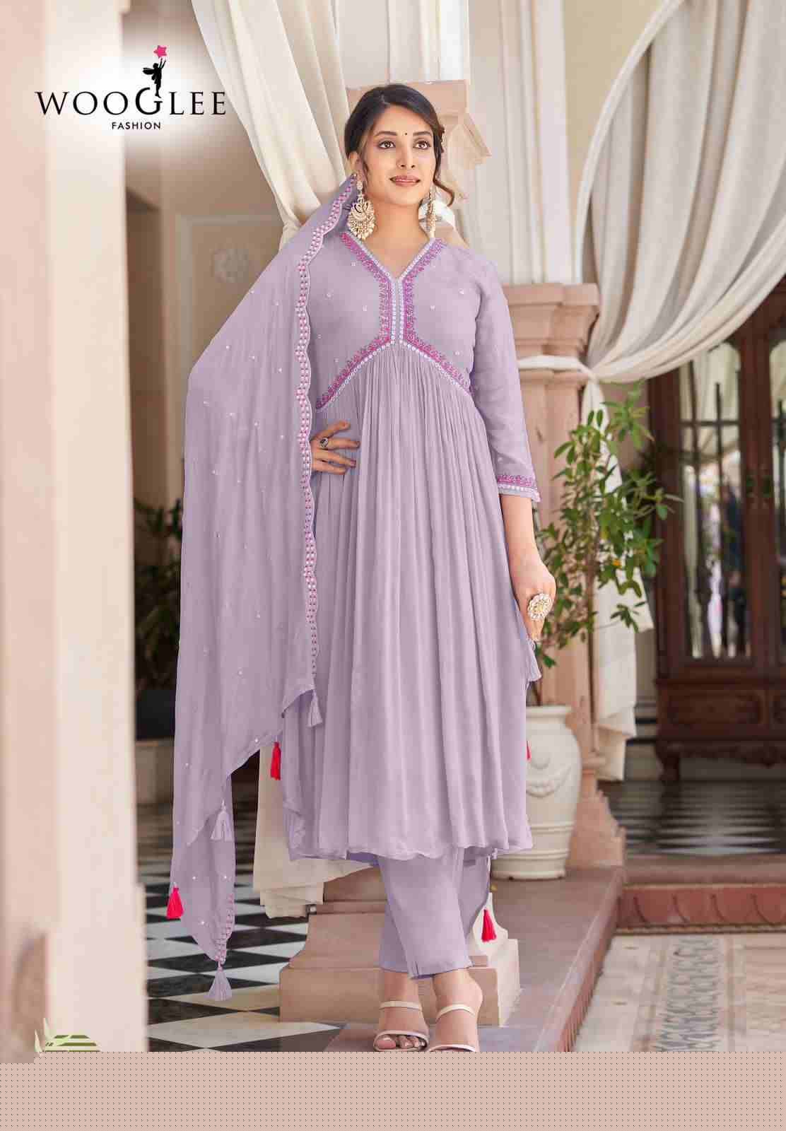 Reeva By Wooglee 5001 To 5004 Series Beautiful Stylish Festive Suits Fancy Colorful Casual Wear & Ethnic Wear & Ready To Wear Chinnon Dresses At Wholesale Price
