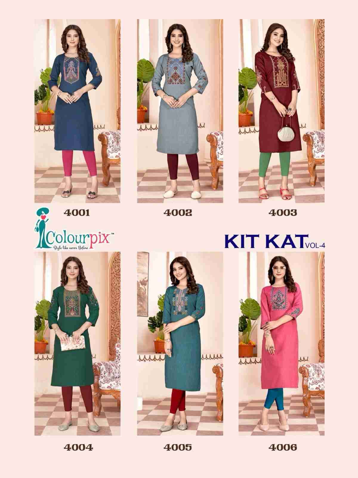 Kit Kat Vol-4 By Colourpix 4001 To 4006 Series Designer Stylish Fancy Colorful Beautiful Party Wear & Ethnic Wear Collection Rayon Embroidered Kurtis At Wholesale Price