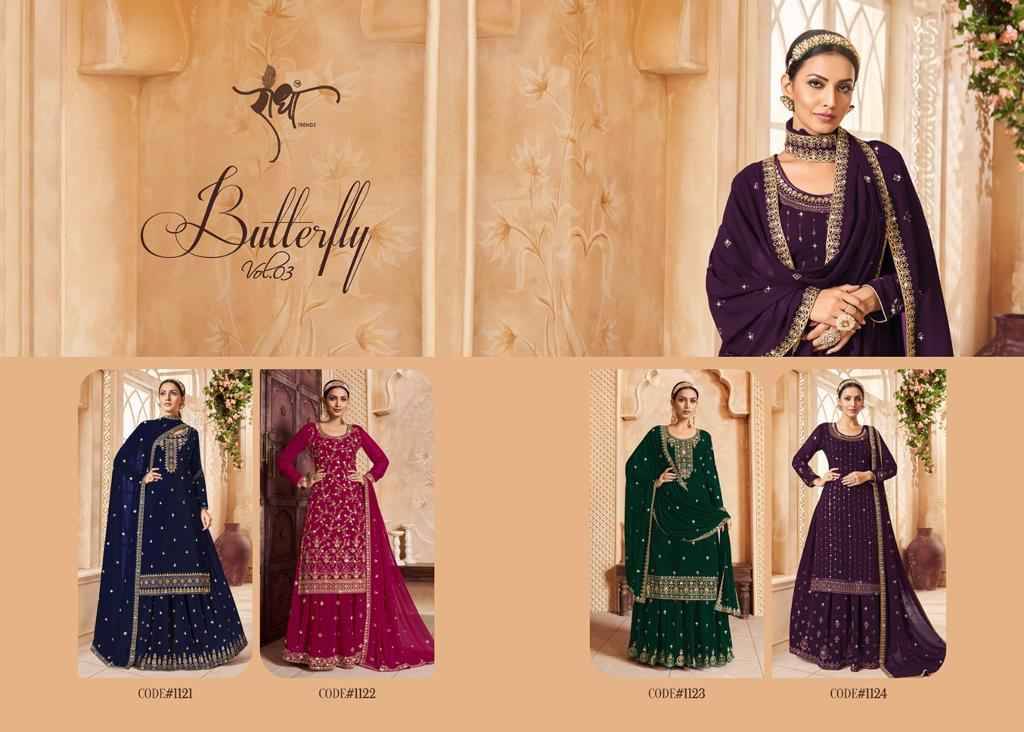 Butterfly Vol-3 By Radha Trendz 1121 To 1124 Designer Suits Beautiful Fancy Colorful Stylish Party Wear & Occasional Wear Georgette Embroidered Dresses At Wholesale Price