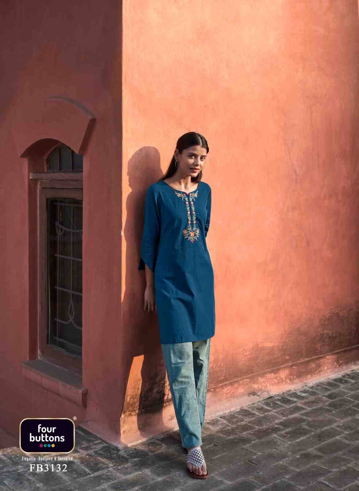 Tulip Vol-3 By Four Buttons 3131 To 3137 Series Designer Stylish Fancy Colorful Beautiful Party Wear & Ethnic Wear Collection Heavy Cotton Embroidered Kurtis At Wholesale Price