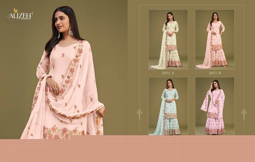 Zaida Vol-11 By Alizeh 2051-A To 2051-D Series Beautiful Suits Colorful Stylish Fancy Casual Wear & Ethnic Wear Georgette Dresses At Wholesale Price