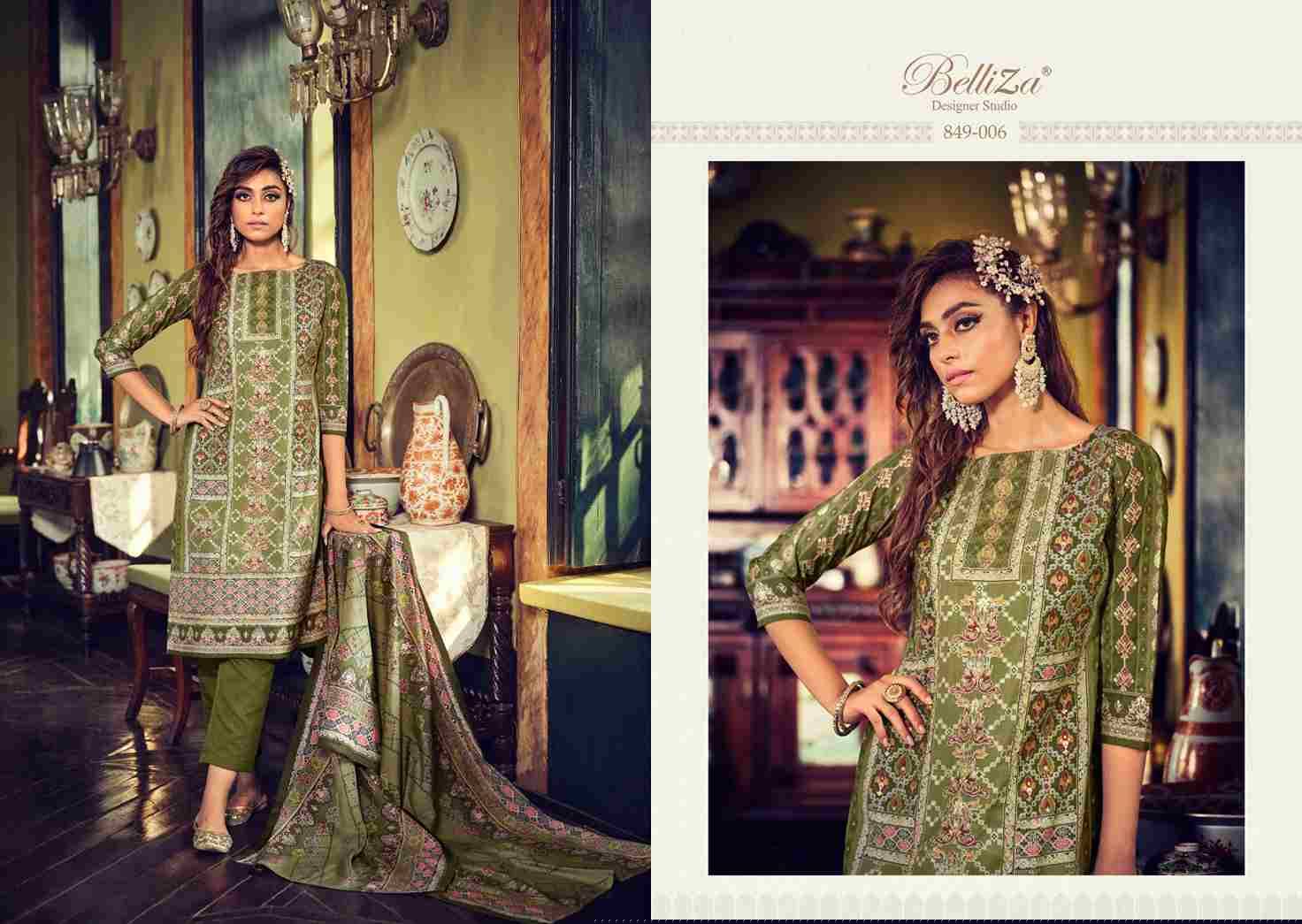 Sajda By Belliza 849-001 To 849-008 Series Festive Suits Collection Beautiful Stylish Fancy Colorful Party Wear & Occasional Wear Pure Viscose Muslin Print With Work Dresses At Wholesale Price