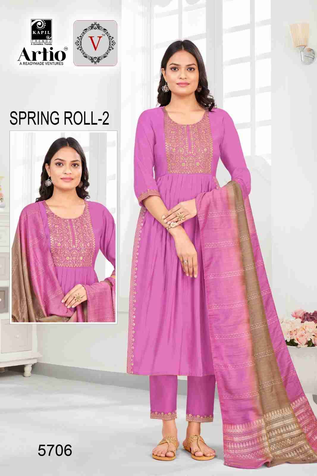 Spring Roll Vol-2 By Artio 57001 To 57008 Series Beautiful Festive Suits Colorful Stylish Fancy Casual Wear & Ethnic Wear Pure Viscose Silk With Work Dresses At Wholesale Price
