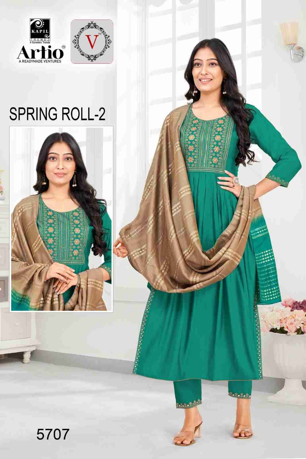Spring Roll Vol-2 By Artio 57001 To 57008 Series Beautiful Festive Suits Colorful Stylish Fancy Casual Wear & Ethnic Wear Pure Viscose Silk With Work Dresses At Wholesale Price