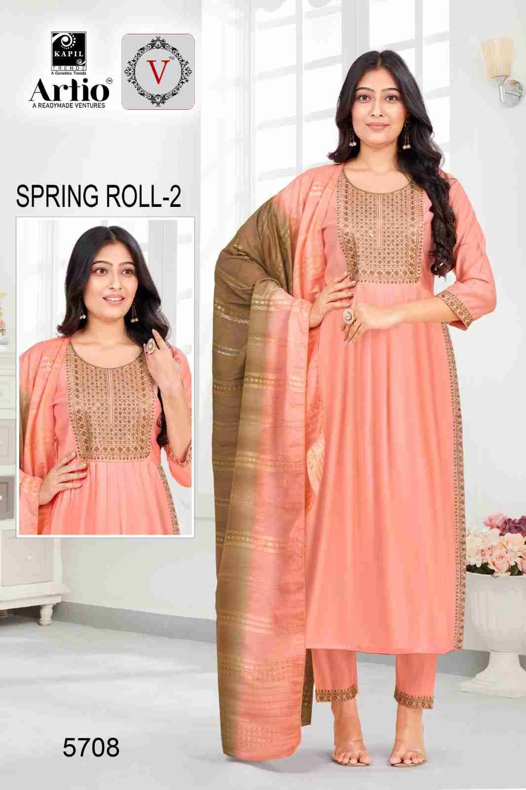 Spring Roll Vol-2 By Artio 57001 To 57008 Series Beautiful Festive Suits Colorful Stylish Fancy Casual Wear & Ethnic Wear Pure Viscose Silk With Work Dresses At Wholesale Price