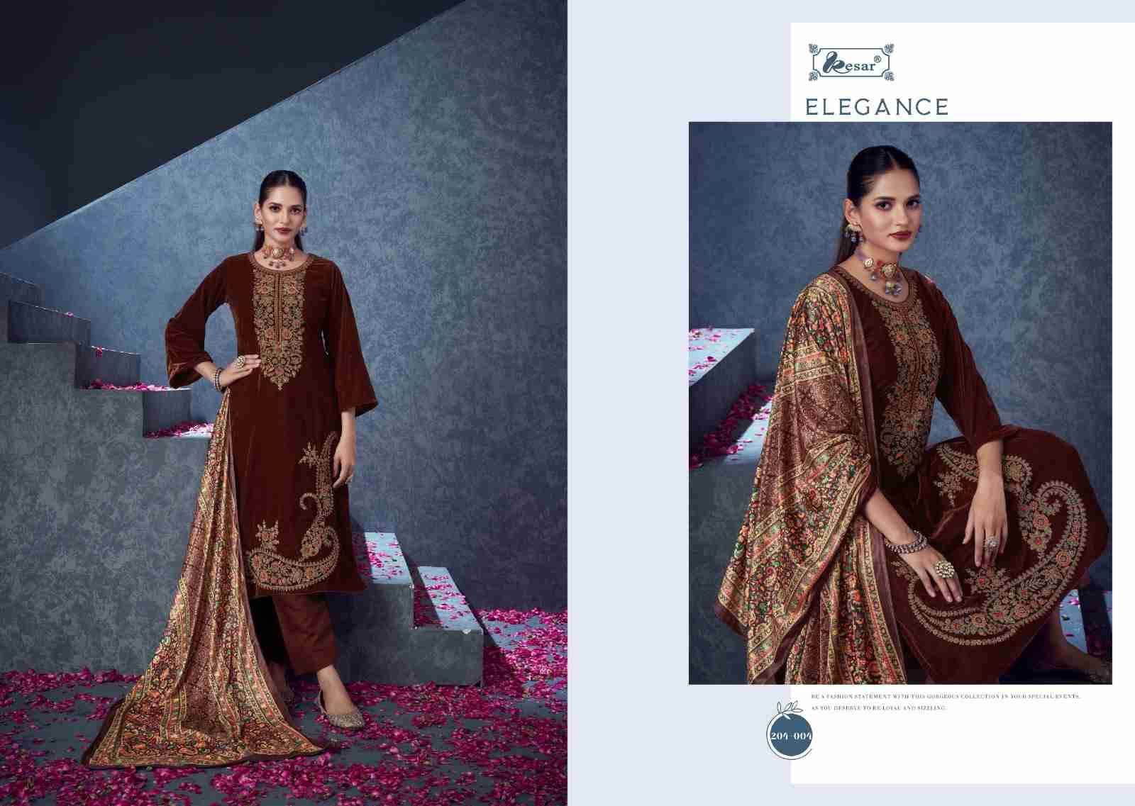 Gul A Guldasta By Kesar 204-001 To 204-006 Series Beautiful Pakistani Suits Stylish Fancy Colorful Party Wear & Occasional Wear Pure Viscose Velvet With Embroidery Dresses At Wholesale Price