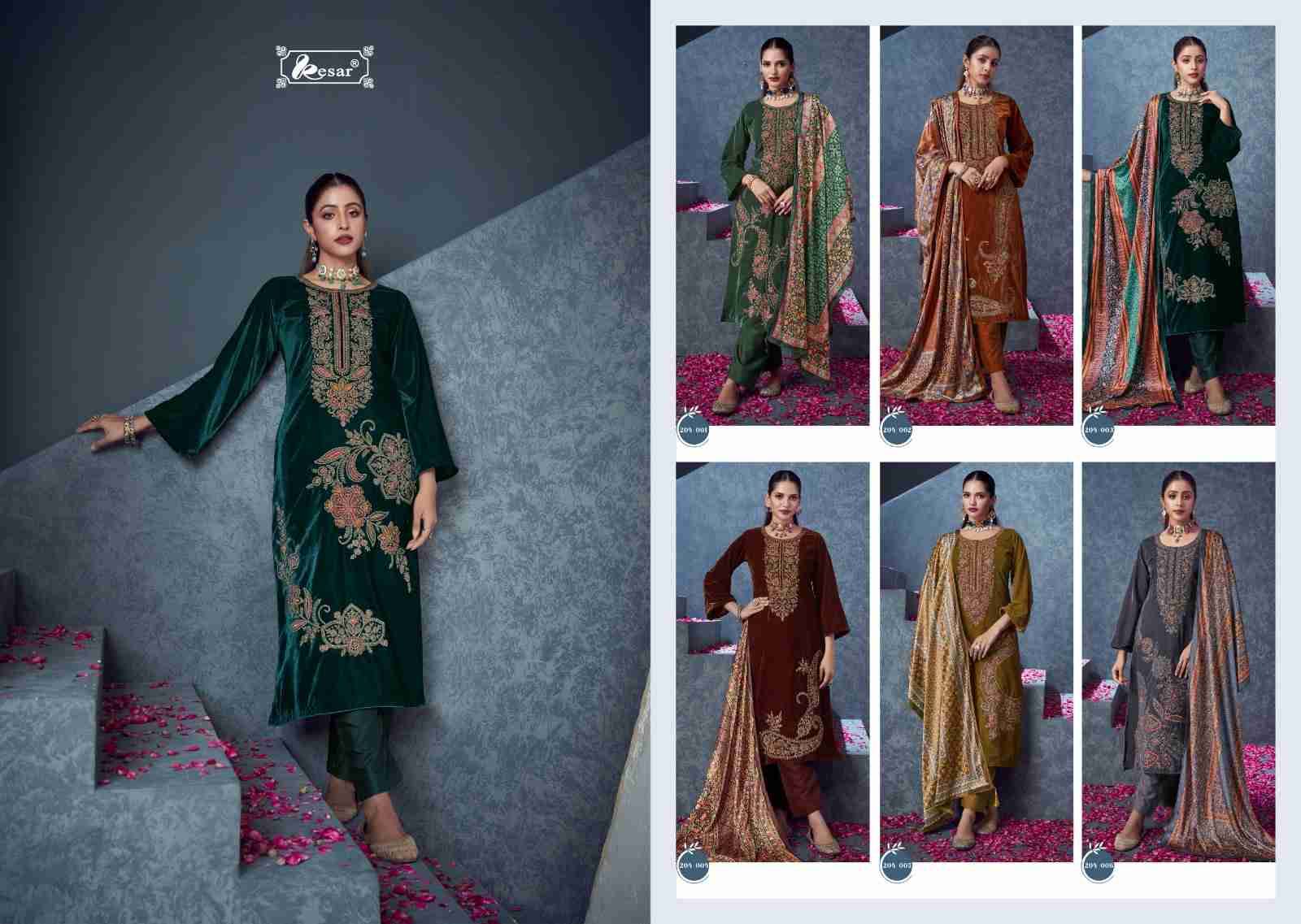 Gul A Guldasta By Kesar 204-001 To 204-006 Series Beautiful Pakistani Suits Stylish Fancy Colorful Party Wear & Occasional Wear Pure Viscose Velvet With Embroidery Dresses At Wholesale Price