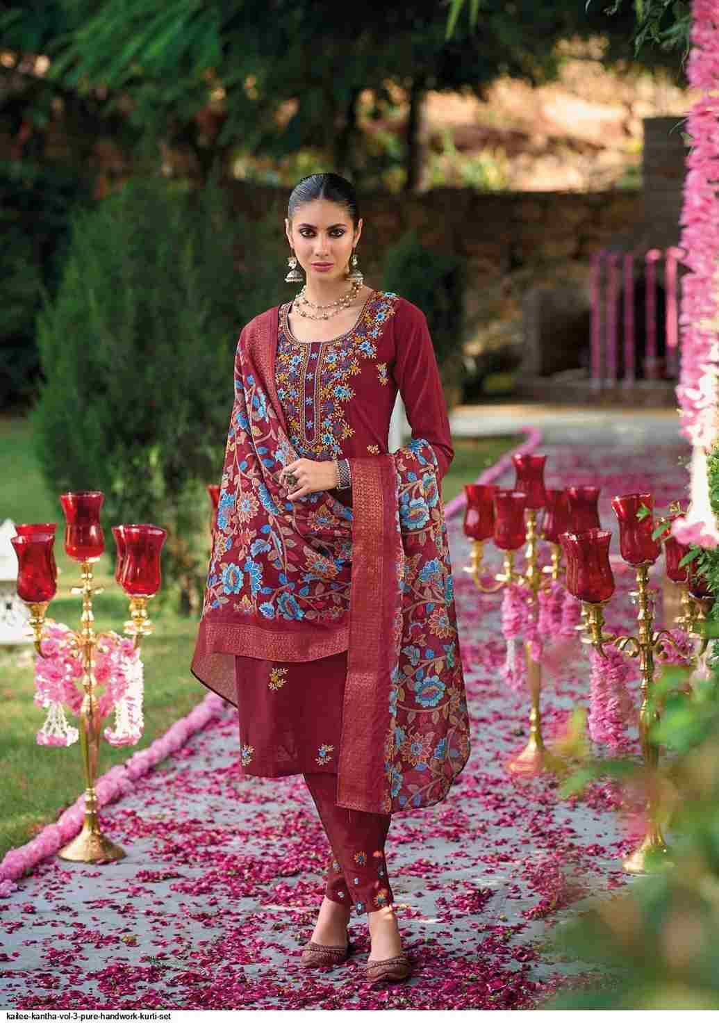 Kantha Vol-3 By Kailee 41311 To 41315 Series Beautiful Festive Suits Colorful Stylish Fancy Casual Wear & Ethnic Wear Pure Viscose Silk Embroidery Dresses At Wholesale Price