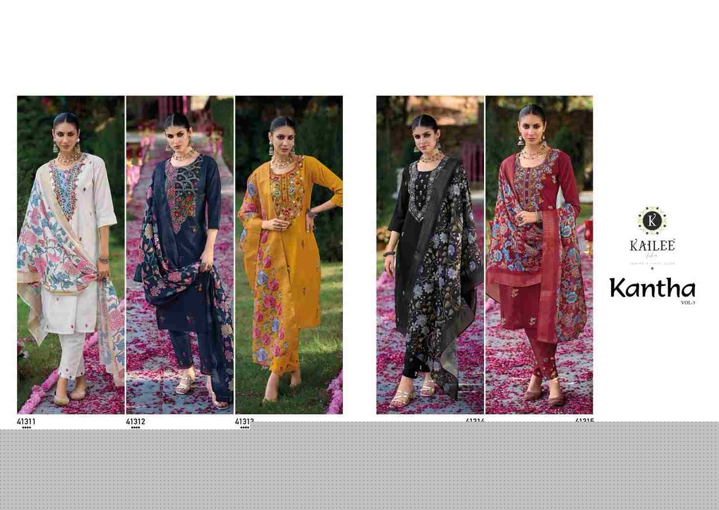 Kantha Vol-3 By Kailee 41311 To 41315 Series Beautiful Festive Suits Colorful Stylish Fancy Casual Wear & Ethnic Wear Pure Viscose Silk Embroidery Dresses At Wholesale Price