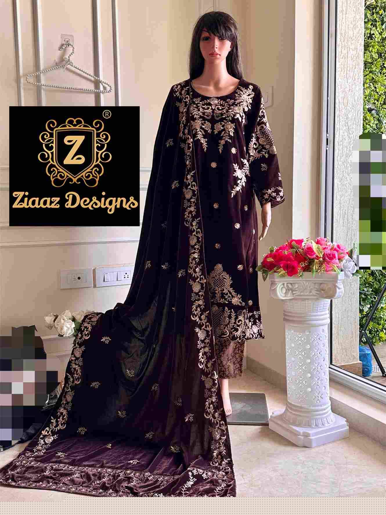 Ziaaz Designs Hit Design 363 By Ziaaz Designs Beautiful Stylish Pakistani Suits Fancy Colorful Casual Wear & Ethnic Wear & Ready To Wear Velvet Embroidery Dresses At Wholesale Price