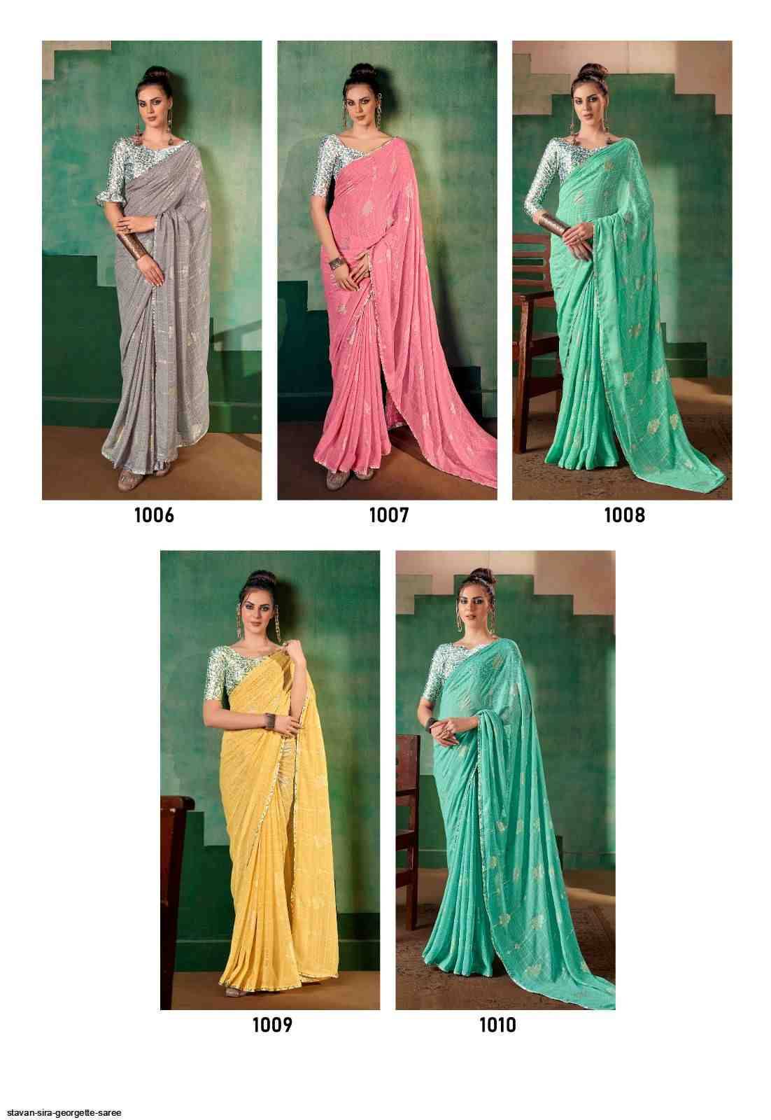 Sira By Stavan 1001 To 1010 Series Indian Traditional Wear Collection Beautiful Stylish Fancy Colorful Party Wear & Occasional Wear Georgette Sarees At Wholesale Price