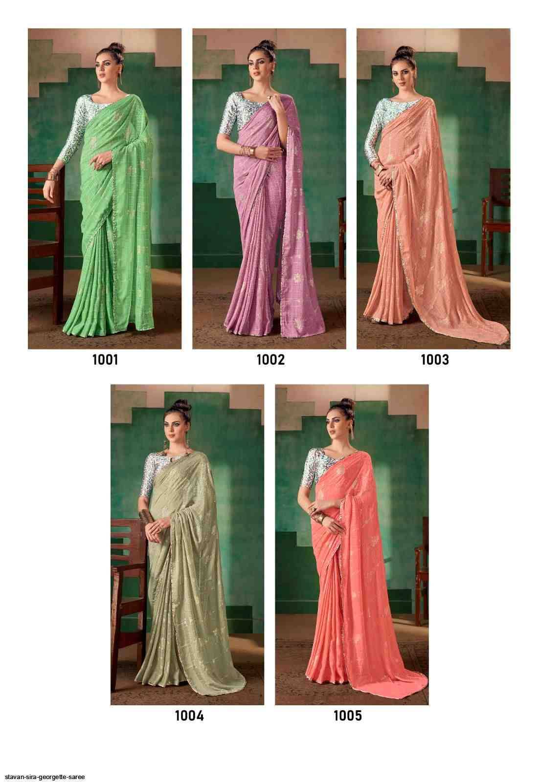 Sira By Stavan 1001 To 1010 Series Indian Traditional Wear Collection Beautiful Stylish Fancy Colorful Party Wear & Occasional Wear Georgette Sarees At Wholesale Price
