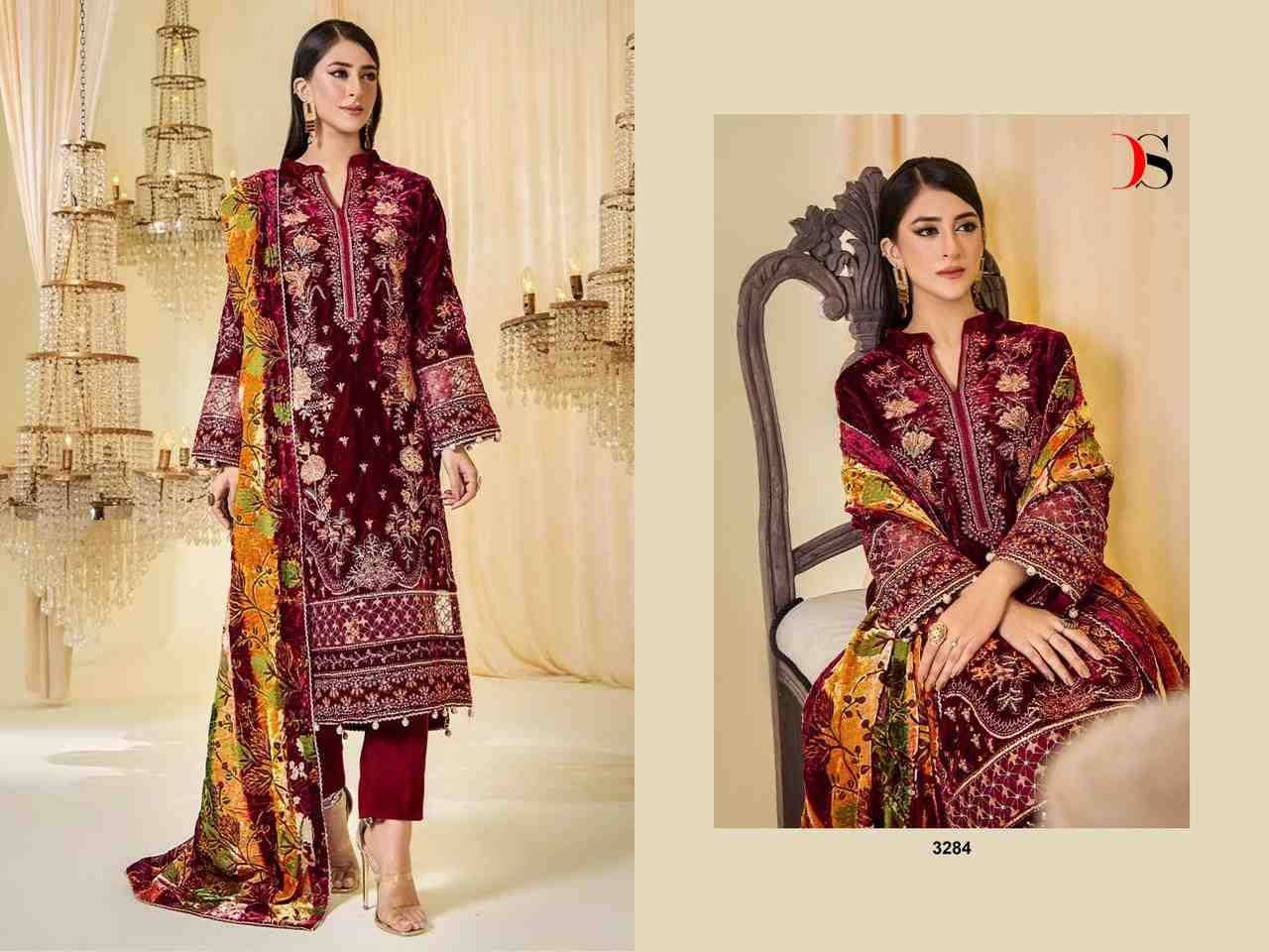 Sana Safinaz Velvet Collection By Deepsy Suits 3281 To 3286 Series Beautiful Pakistani Suits Stylish Fancy Colorful Party Wear & Occasional Wear Velvet With Embroidery Dresses At Wholesale Price