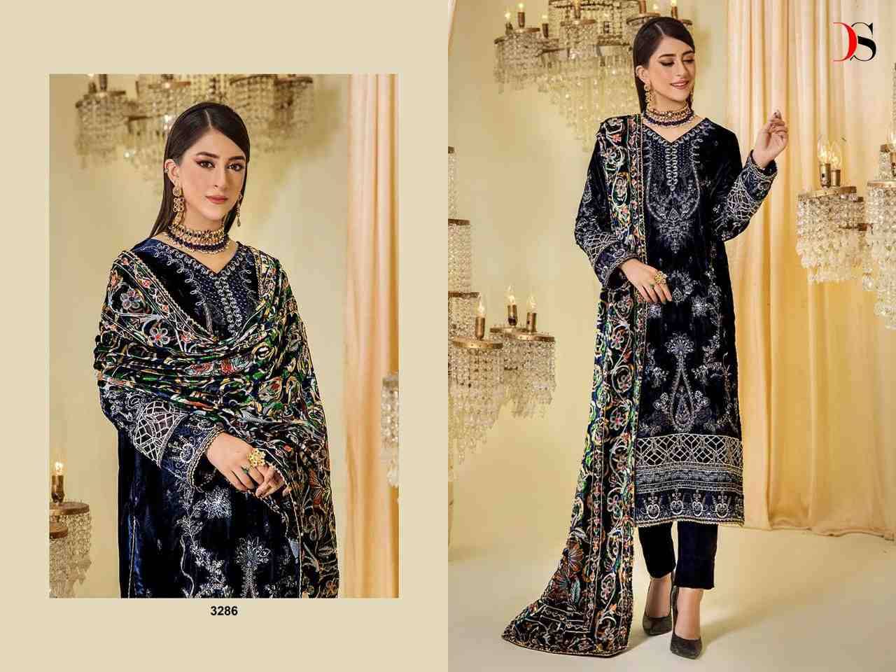 Sana Safinaz Velvet Collection By Deepsy Suits 3281 To 3286 Series Beautiful Pakistani Suits Stylish Fancy Colorful Party Wear & Occasional Wear Velvet With Embroidery Dresses At Wholesale Price