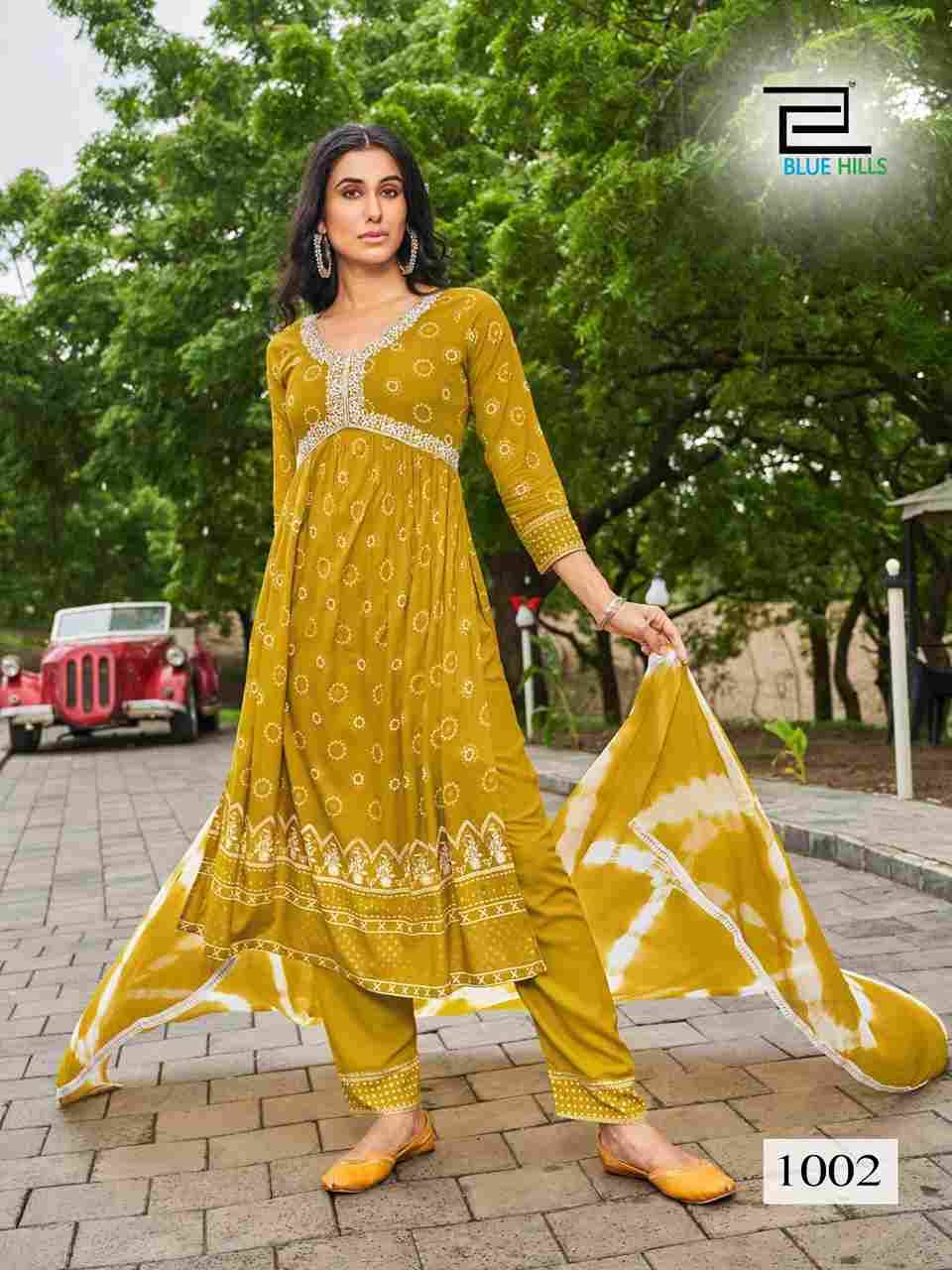Bollywood Tika Vol-3 By Blue Hills 1001 To 1008 Series Beautiful Stylish Suits Fancy Colorful Casual Wear & Ethnic Wear & Ready To Wear Rayon Foil Print Dresses At Wholesale Price