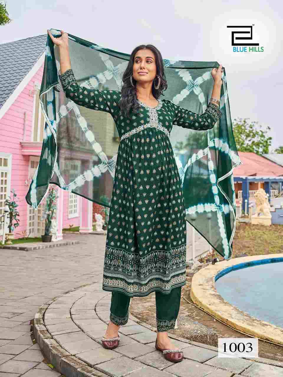 Bollywood Tika Vol-3 By Blue Hills 1001 To 1008 Series Beautiful Stylish Suits Fancy Colorful Casual Wear & Ethnic Wear & Ready To Wear Rayon Foil Print Dresses At Wholesale Price
