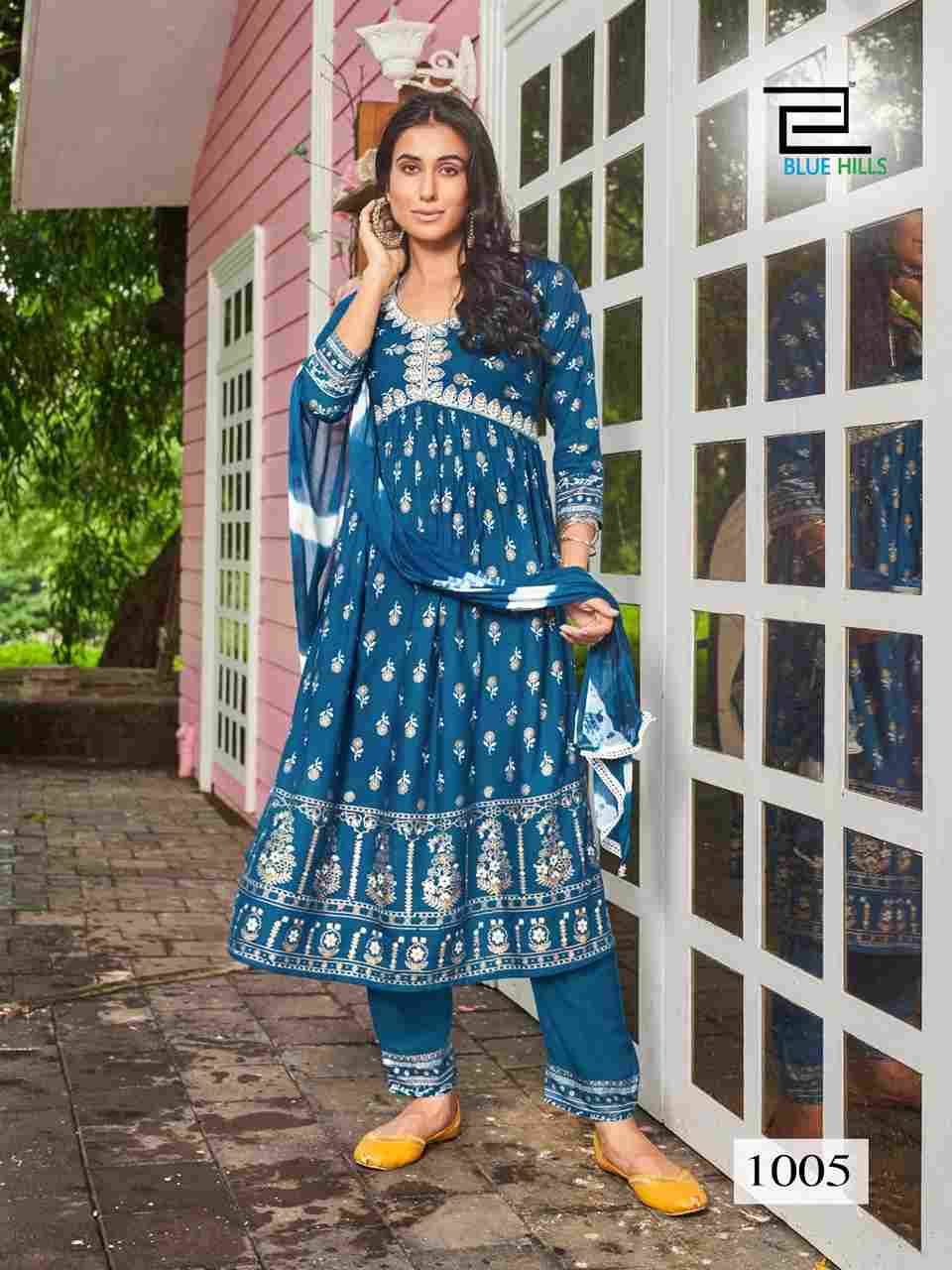 Bollywood Tika Vol-3 By Blue Hills 1001 To 1008 Series Beautiful Stylish Suits Fancy Colorful Casual Wear & Ethnic Wear & Ready To Wear Rayon Foil Print Dresses At Wholesale Price