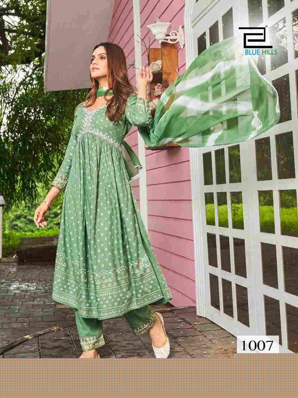 Bollywood Tika Vol-3 By Blue Hills 1001 To 1008 Series Beautiful Stylish Suits Fancy Colorful Casual Wear & Ethnic Wear & Ready To Wear Rayon Foil Print Dresses At Wholesale Price