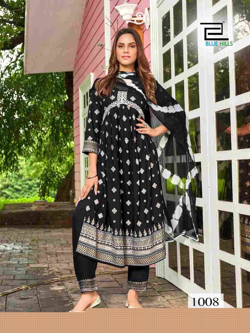 Bollywood Tika Vol-3 By Blue Hills 1001 To 1008 Series Beautiful Stylish Suits Fancy Colorful Casual Wear & Ethnic Wear & Ready To Wear Rayon Foil Print Dresses At Wholesale Price
