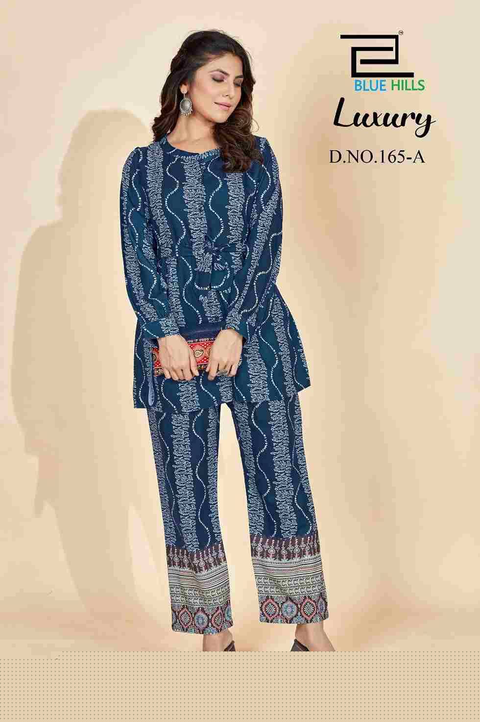 Luxury By Blue Hills 165-A To 165-D Series Designer Stylish Fancy Colorful Beautiful Party Wear & Ethnic Wear Collection Rayon Print Co-Ord At Wholesale Price