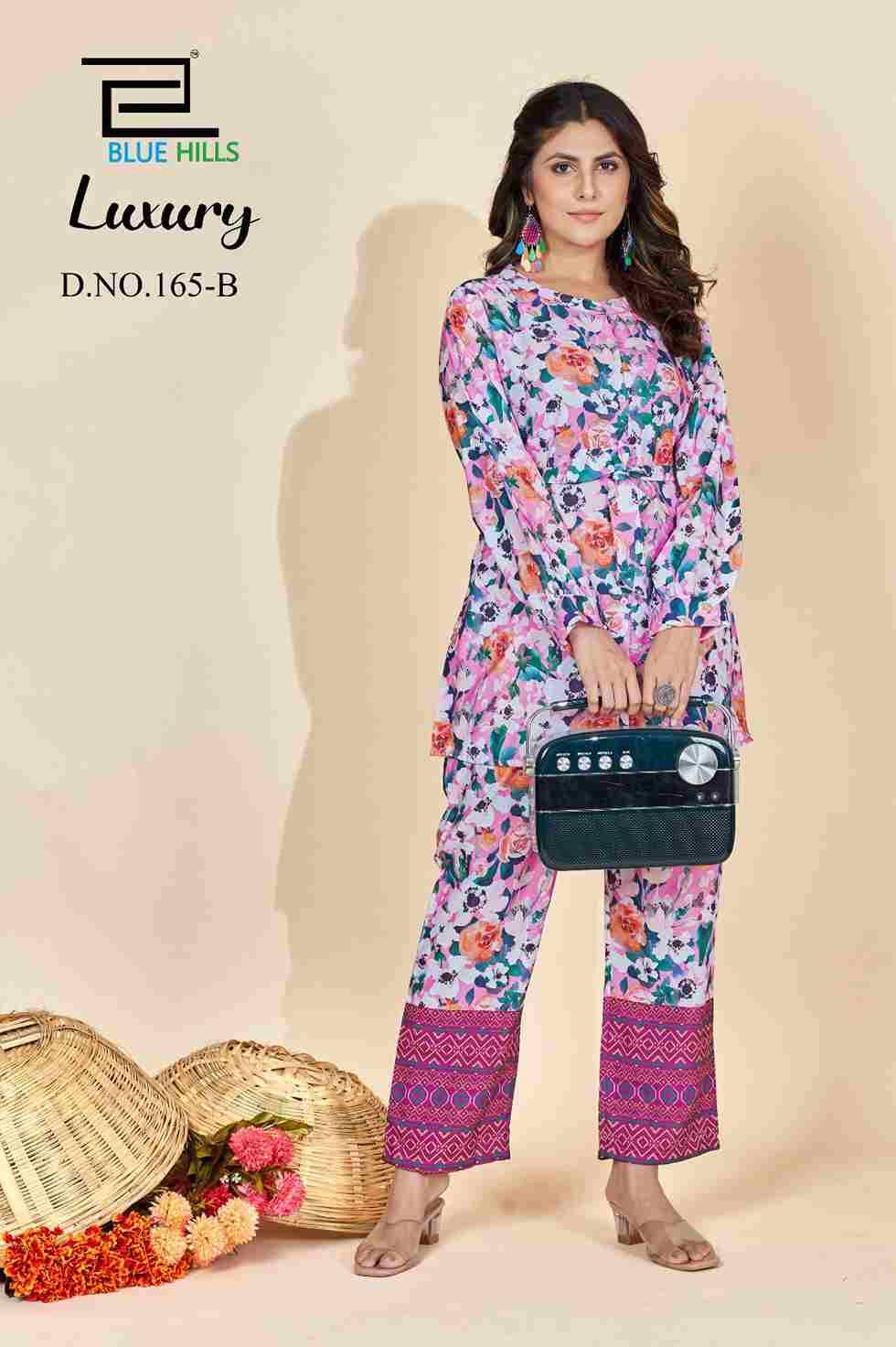 Luxury By Blue Hills 165-A To 165-D Series Designer Stylish Fancy Colorful Beautiful Party Wear & Ethnic Wear Collection Rayon Print Co-Ord At Wholesale Price