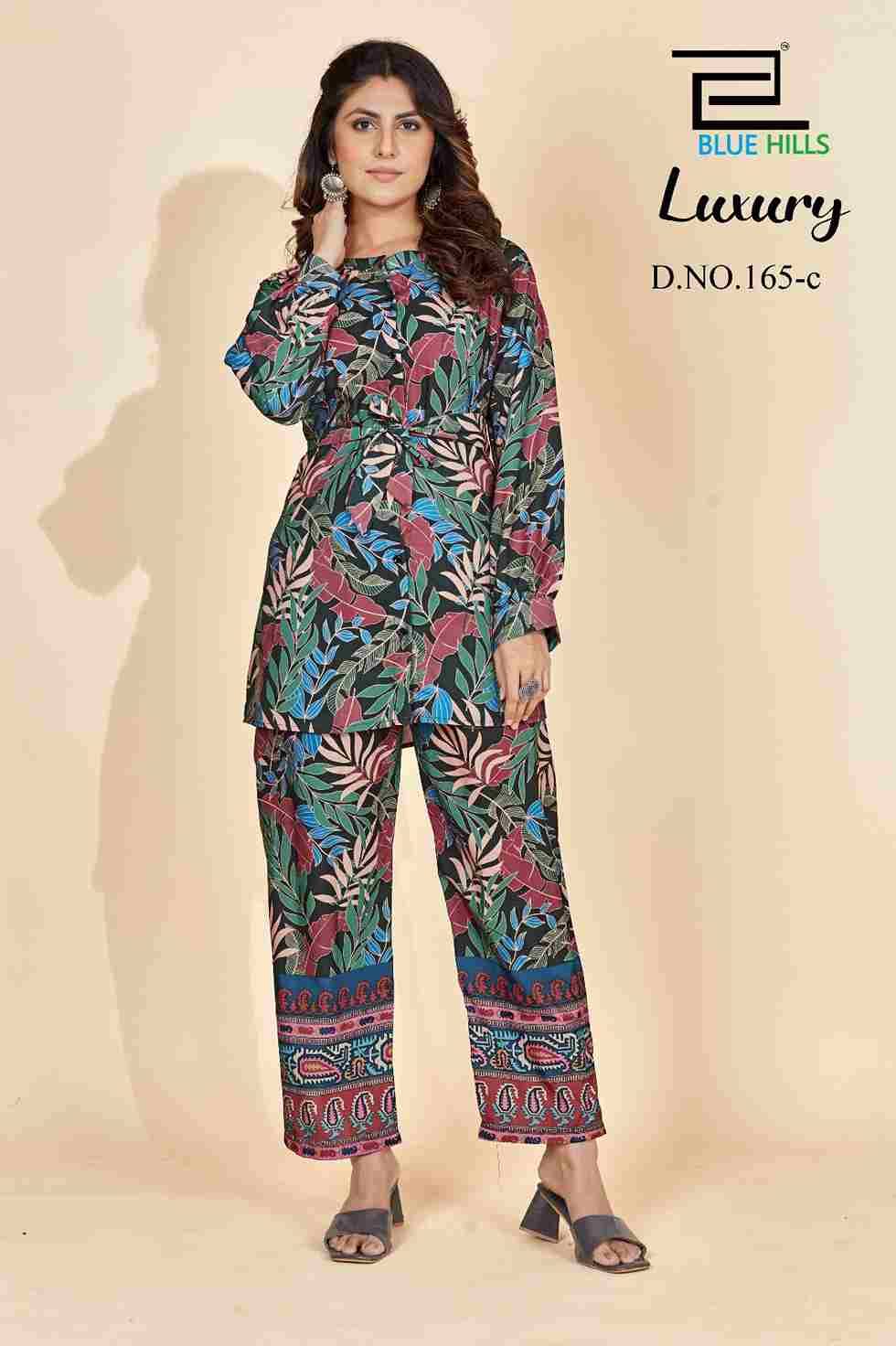 Luxury By Blue Hills 165-A To 165-D Series Designer Stylish Fancy Colorful Beautiful Party Wear & Ethnic Wear Collection Rayon Print Co-Ord At Wholesale Price