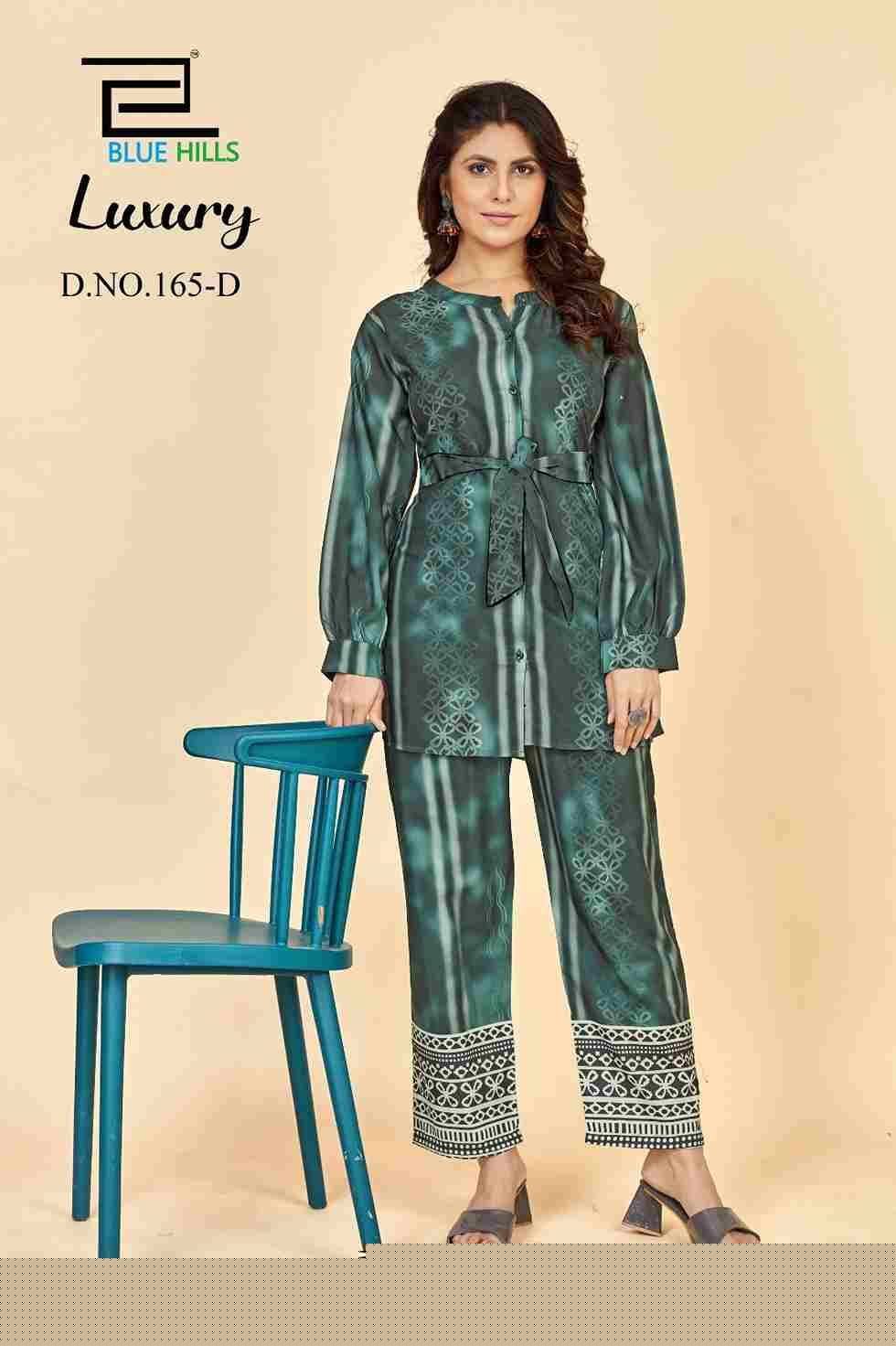 Luxury By Blue Hills 165-A To 165-D Series Designer Stylish Fancy Colorful Beautiful Party Wear & Ethnic Wear Collection Rayon Print Co-Ord At Wholesale Price