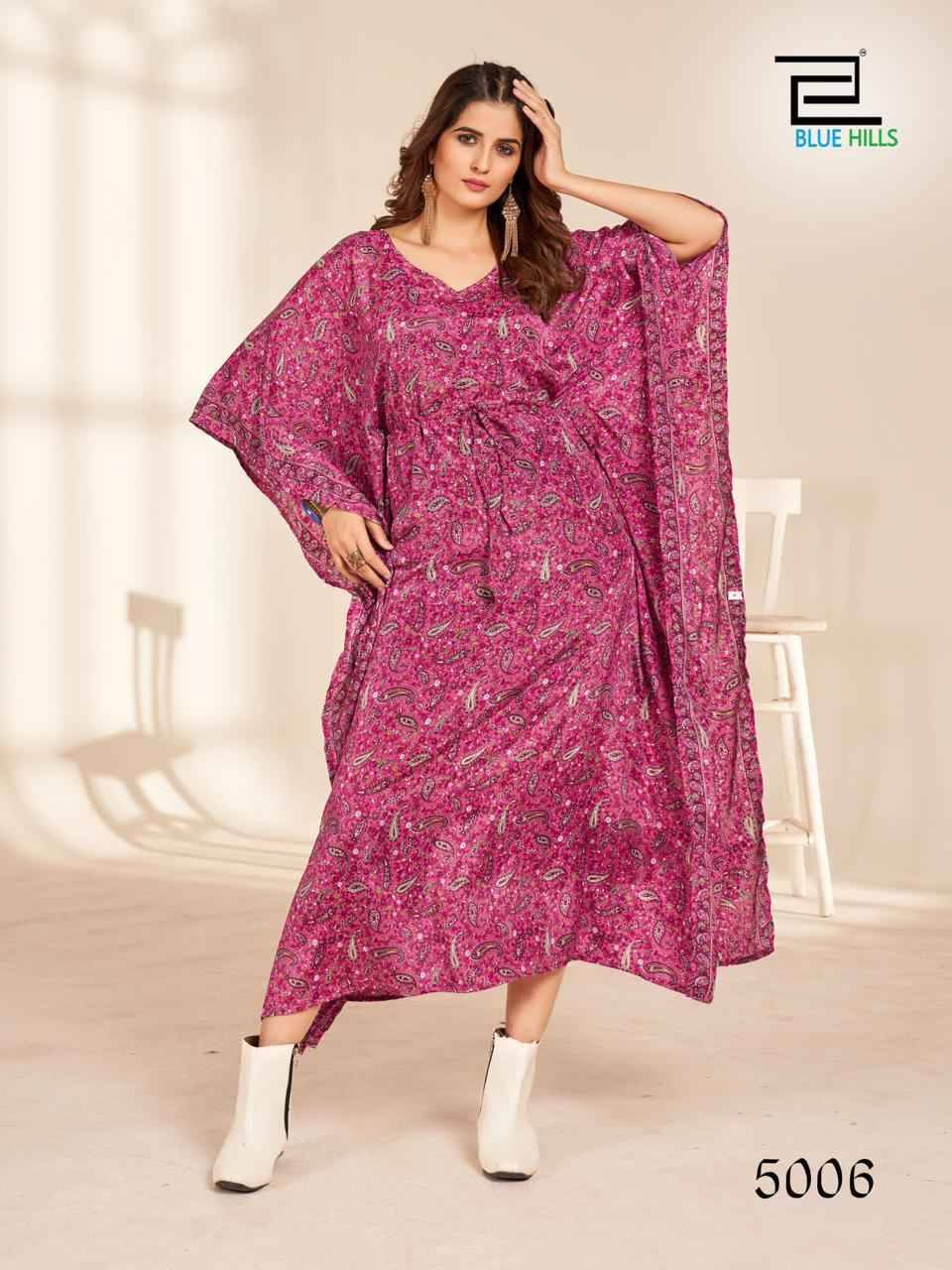 Firewalk Vol-5 By Blue Hills 5001 To 5006 Series Designer Stylish Fancy Colorful Beautiful Party Wear & Ethnic Wear Collection Heavy Crepe Print Kaftan At Wholesale Price