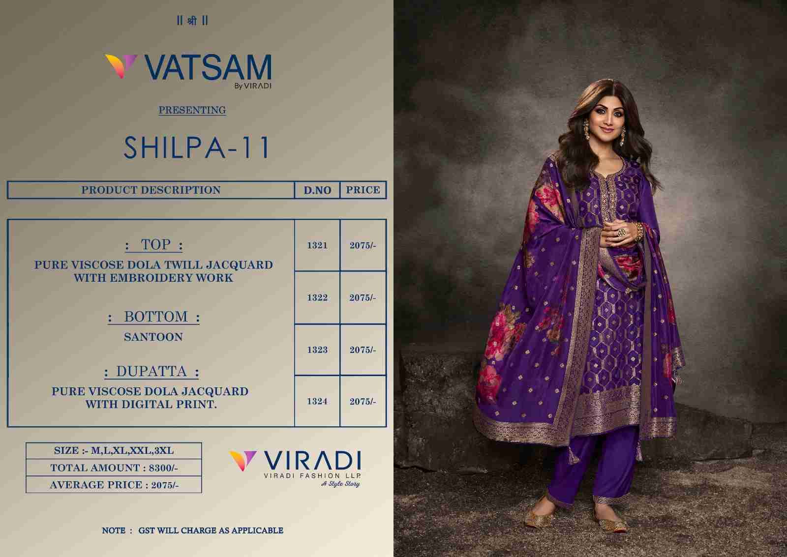 Shilpa Vol-11 By Vatsam 1321 To 1324 Series Beautiful Suits Colorful Stylish Fancy Casual Wear & Ethnic Wear Pure Viscose Jacquard Dresses At Wholesale Price