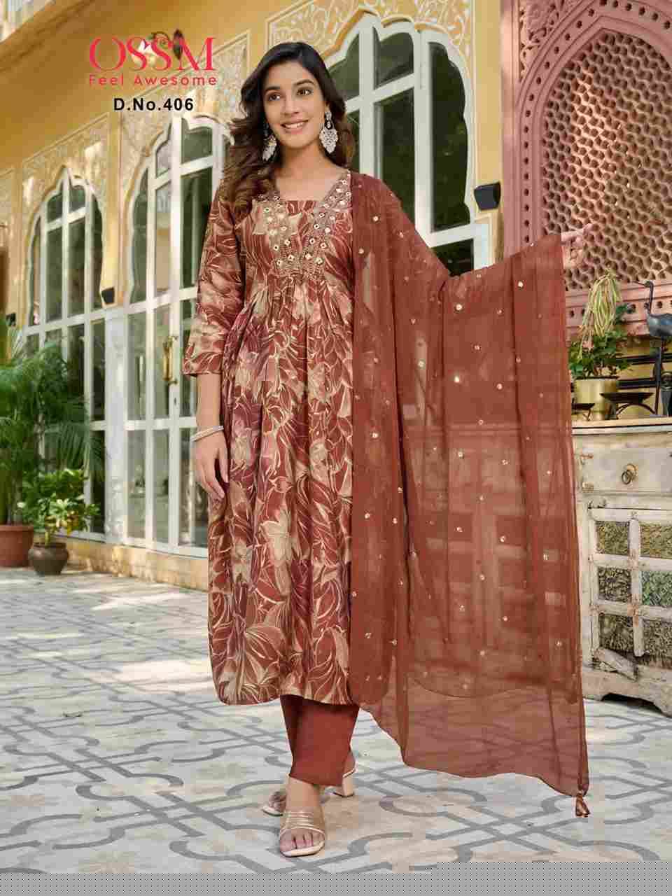 Mannta Vol-4 By Ossm 401 To 406 Series Beautiful Festive Suits Stylish Fancy Colorful Party Wear & Occasional Wear Premium Chanderi Dresses At Wholesale Price