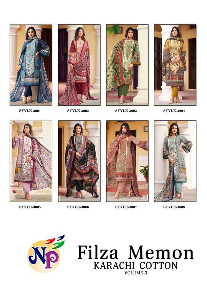 Filza Memon Vol-3 By Nand Gopal Print 3001 To 3008 Series Beautiful Festive Suits Stylish Fancy Colorful Casual Wear & Ethnic Wear Pure Cotton Digital Print Dresses At Wholesale Price