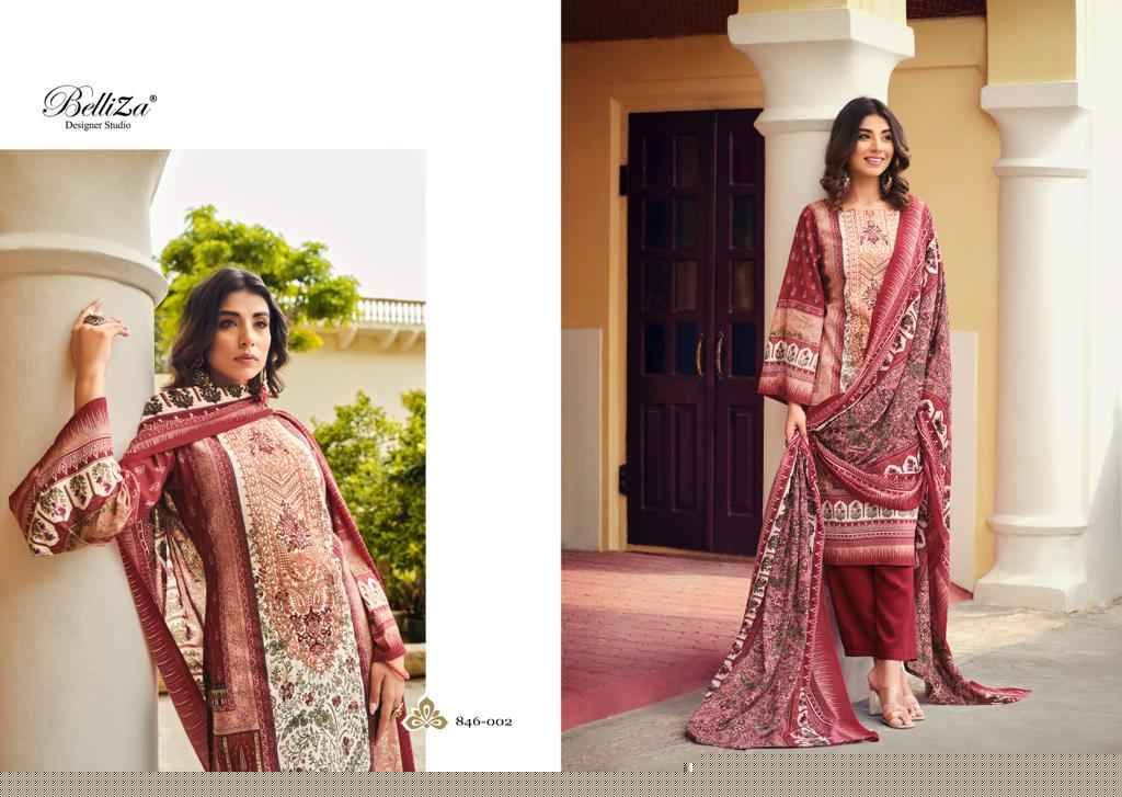 Naira Vol-21 By Belliza 846-001 To 846-008 Series Beautiful Festive Suits Colorful Stylish Fancy Casual Wear & Ethnic Wear Pure Cotton Digital Print Dresses At Wholesale Price