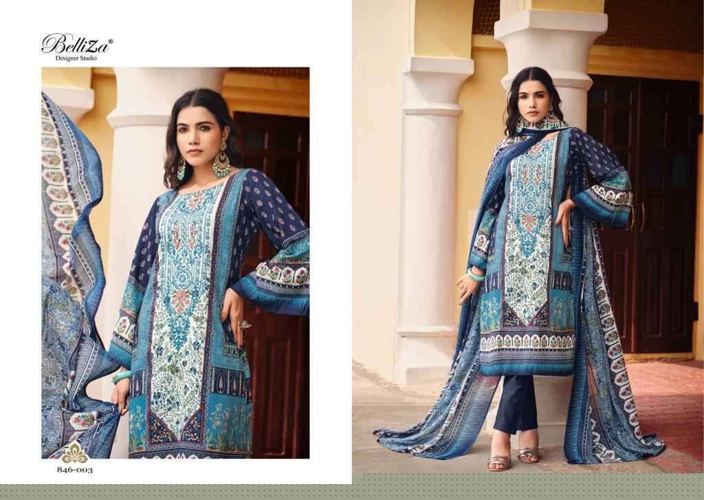 Naira Vol-21 By Belliza 846-001 To 846-008 Series Beautiful Festive Suits Colorful Stylish Fancy Casual Wear & Ethnic Wear Pure Cotton Digital Print Dresses At Wholesale Price