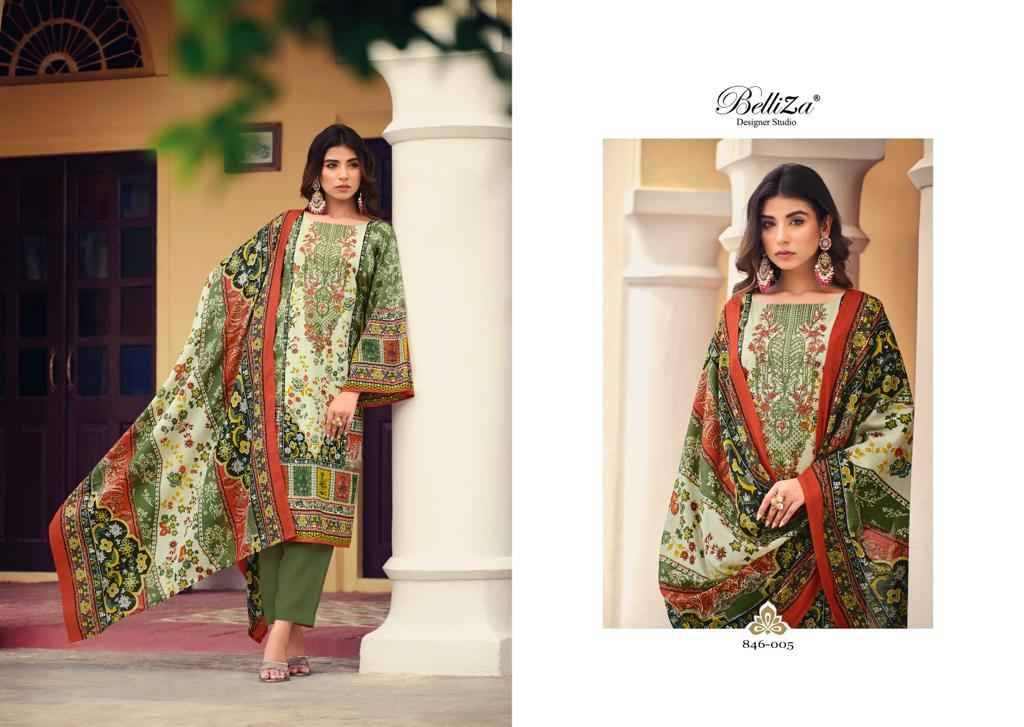 Naira Vol-21 By Belliza 846-001 To 846-008 Series Beautiful Festive Suits Colorful Stylish Fancy Casual Wear & Ethnic Wear Pure Cotton Digital Print Dresses At Wholesale Price