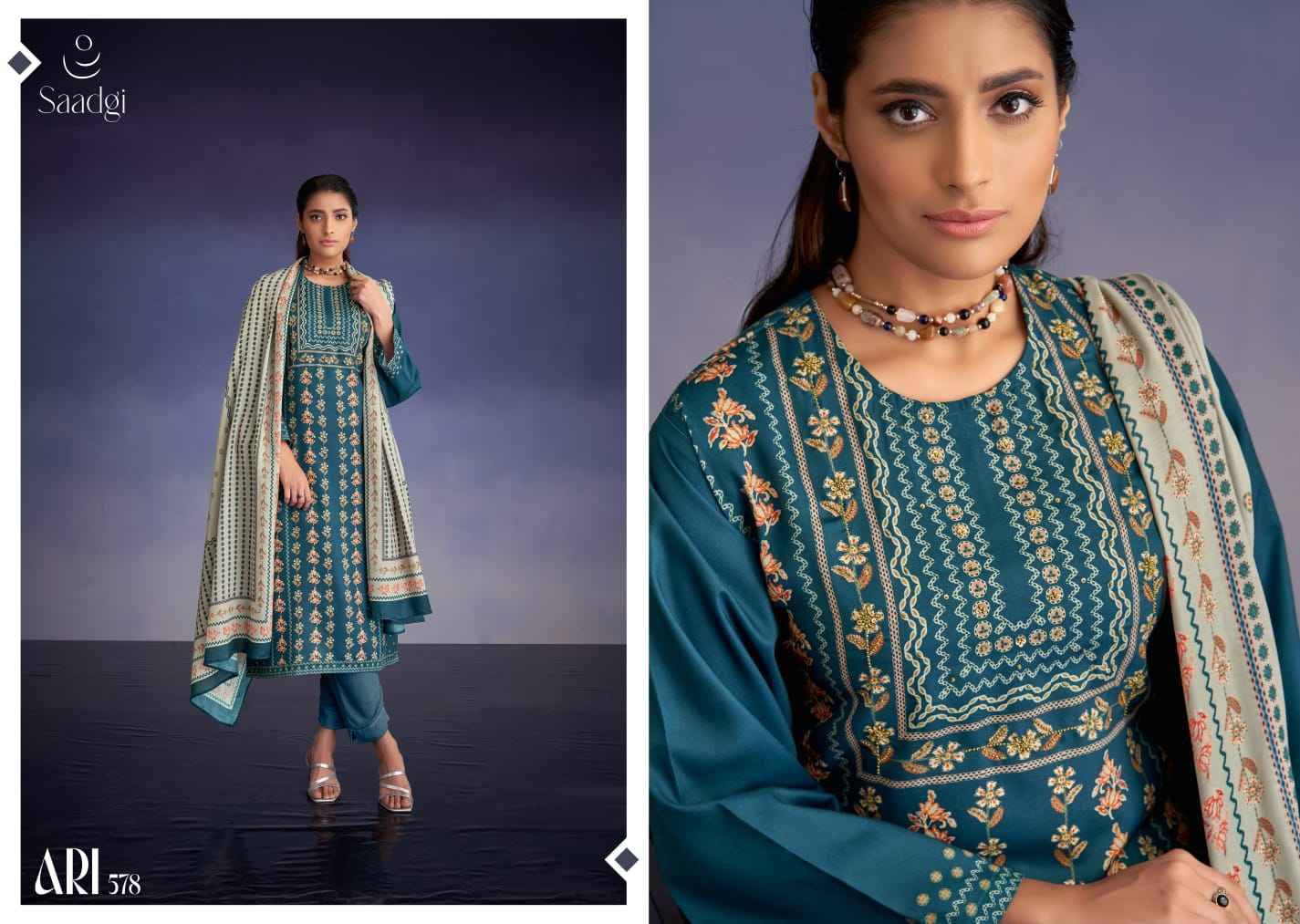 Ari By Saadgi Beautiful Stylish Festive Suits Fancy Colorful Casual Wear & Ethnic Wear & Ready To Wear Pashmina Digital Print With Work Dresses At Wholesale Price