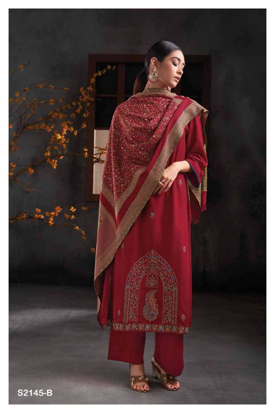 Hartley-2145 By Ganga Fashion 2145-A To 2145-B Series Beautiful Festive Suits Colorful Stylish Fancy Casual Wear & Ethnic Wear Pure Pashmina Embroidered Dresses At Wholesale Price