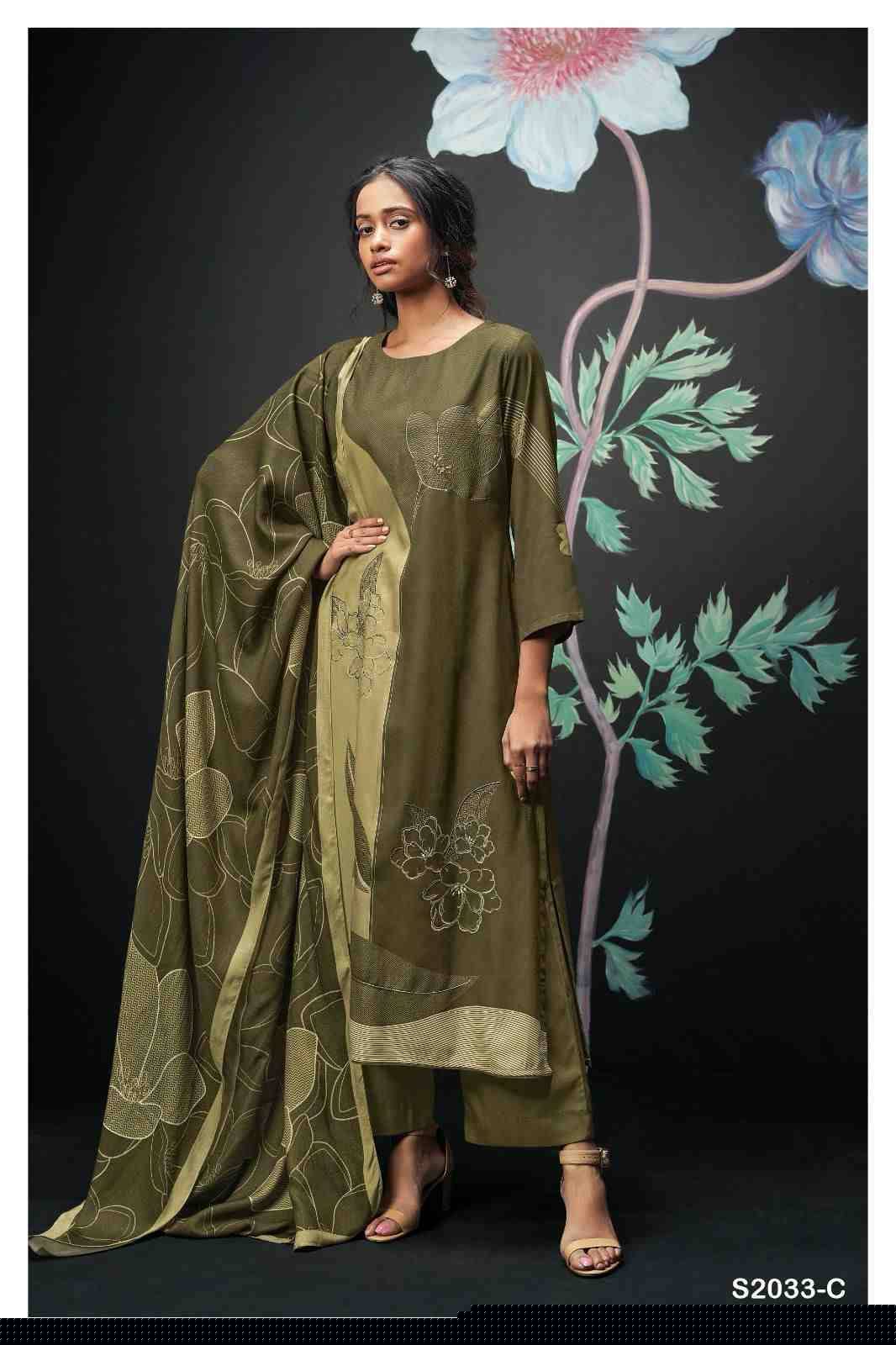 Vaidhriti-2033 By Ganga Fashion 2033-A To 2033-D Series Beautiful Festive Suits Colorful Stylish Fancy Casual Wear & Ethnic Wear Pure Pashmina Embroidered Dresses At Wholesale Price