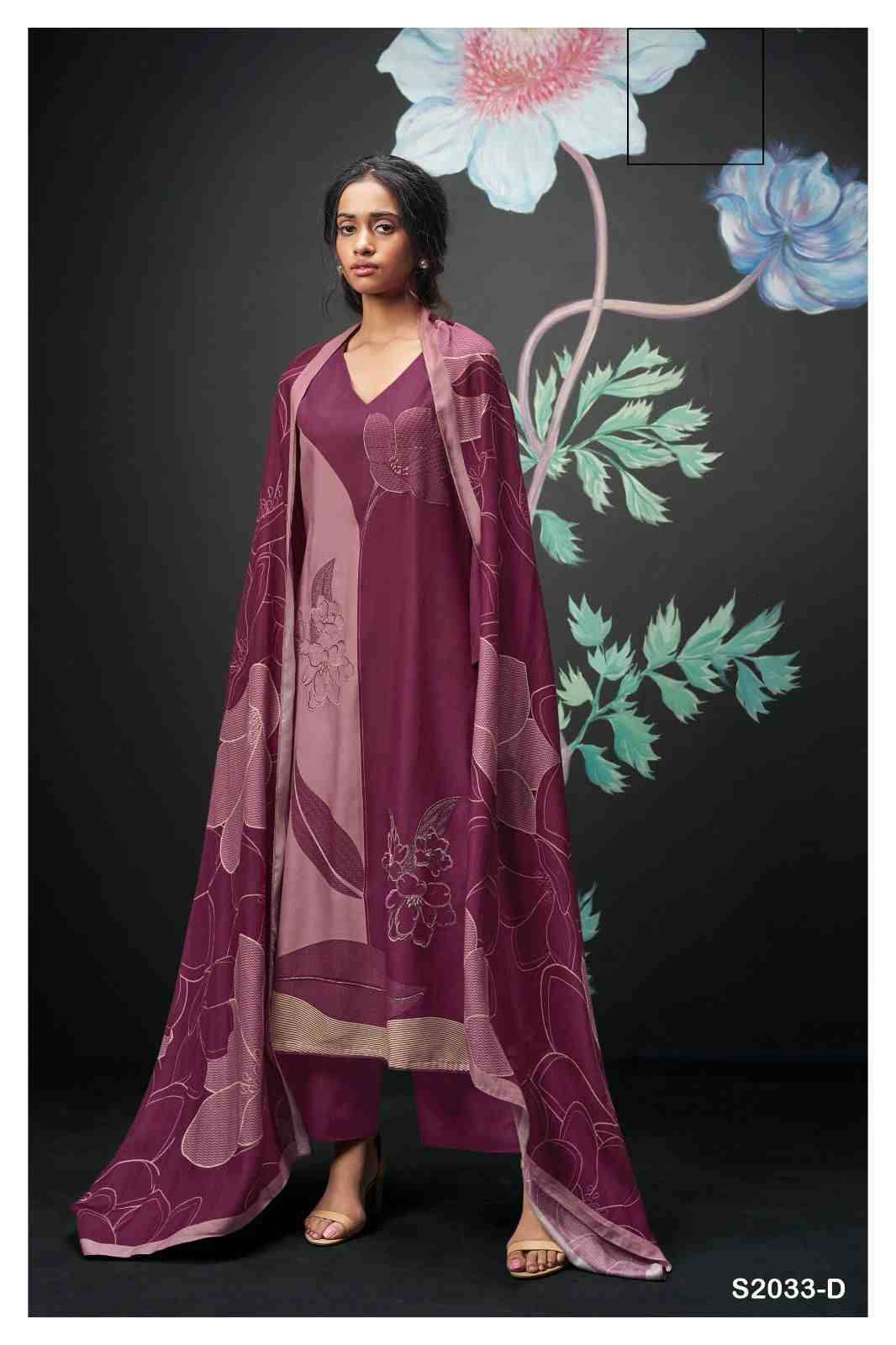 Vaidhriti-2033 By Ganga Fashion 2033-A To 2033-D Series Beautiful Festive Suits Colorful Stylish Fancy Casual Wear & Ethnic Wear Pure Pashmina Embroidered Dresses At Wholesale Price