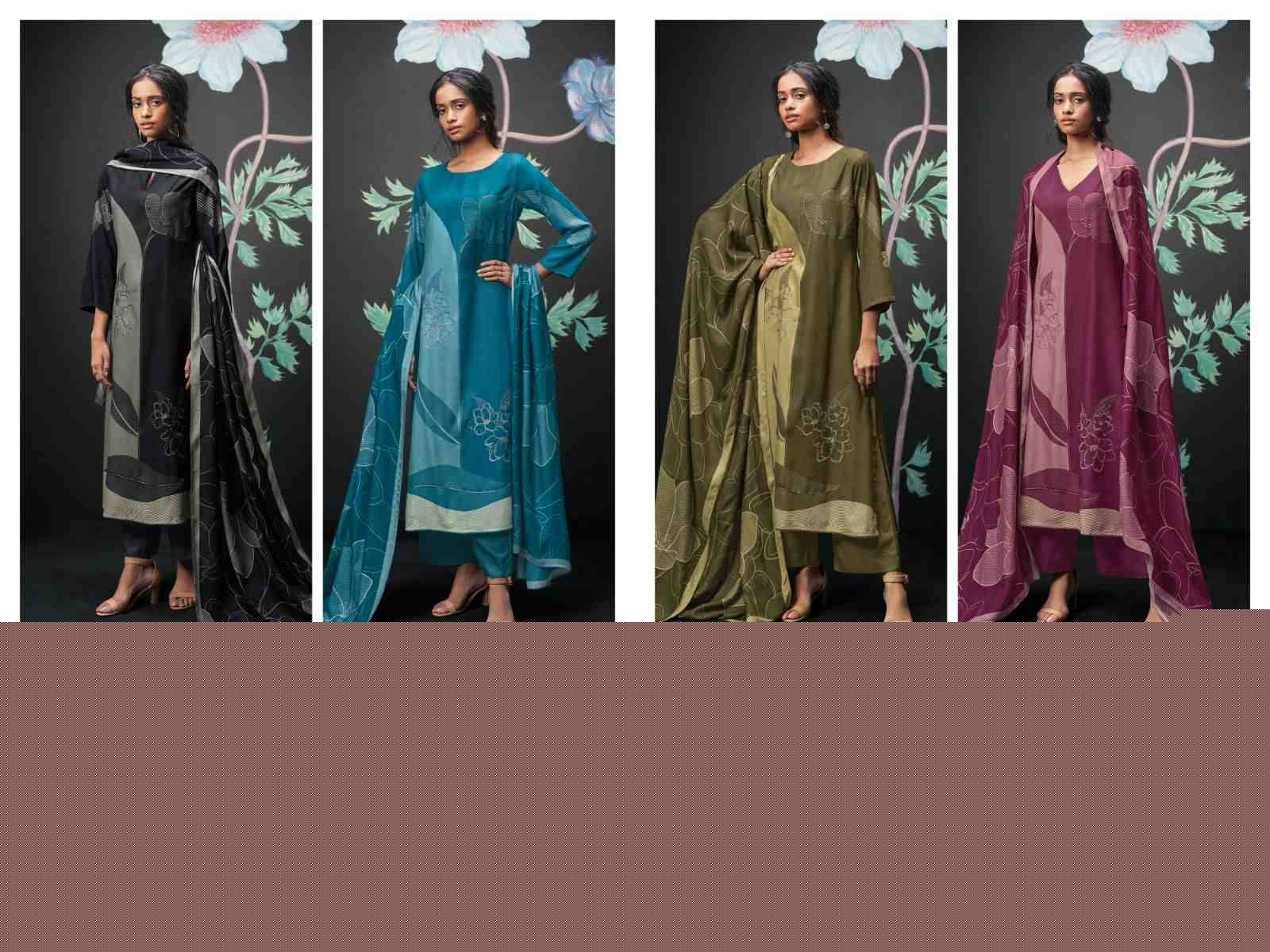 Vaidhriti-2033 By Ganga Fashion 2033-A To 2033-D Series Beautiful Festive Suits Colorful Stylish Fancy Casual Wear & Ethnic Wear Pure Pashmina Embroidered Dresses At Wholesale Price