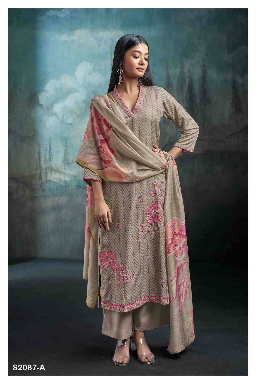 Myley-2087 By Ganga Fashion 2087-A To 2087-D Series Beautiful Festive Suits Colorful Stylish Fancy Casual Wear & Ethnic Wear Pure Pashmina Embroidered Dresses At Wholesale Price