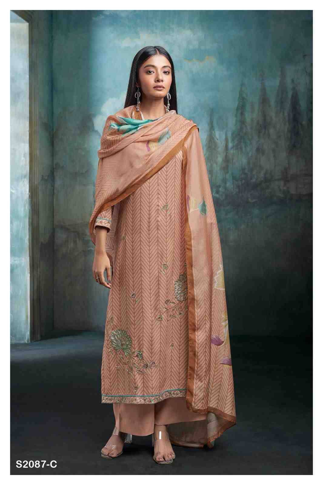 Myley-2087 By Ganga Fashion 2087-A To 2087-D Series Beautiful Festive Suits Colorful Stylish Fancy Casual Wear & Ethnic Wear Pure Pashmina Embroidered Dresses At Wholesale Price