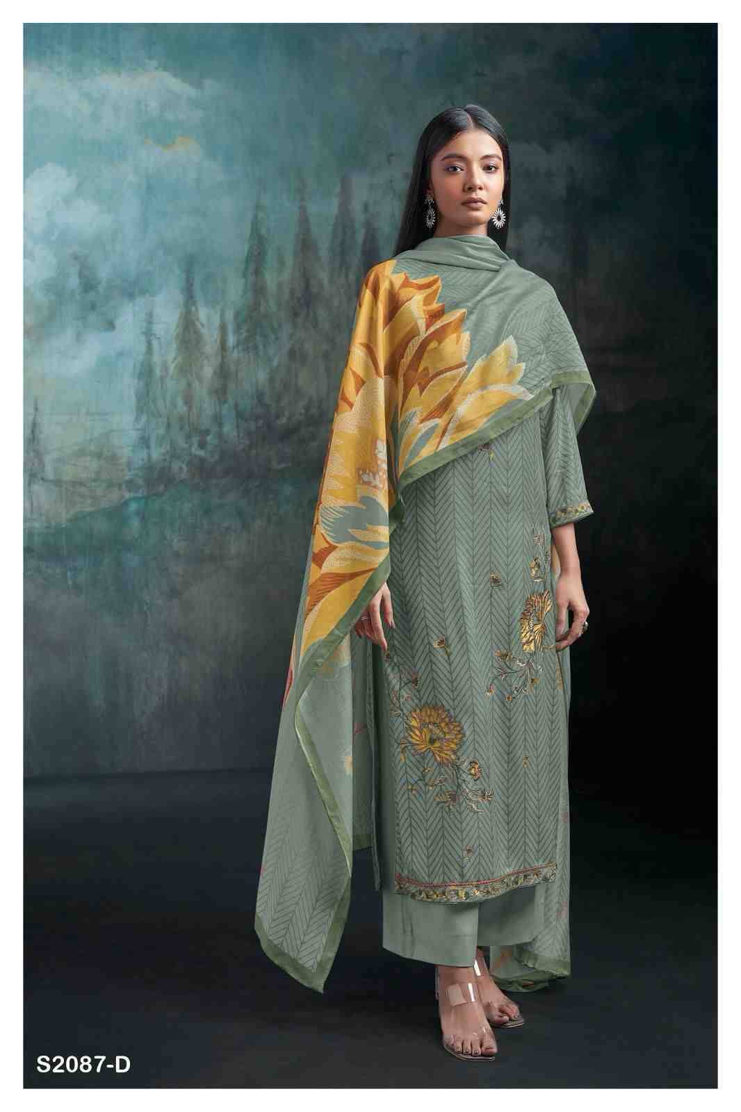 Myley-2087 By Ganga Fashion 2087-A To 2087-D Series Beautiful Festive Suits Colorful Stylish Fancy Casual Wear & Ethnic Wear Pure Pashmina Embroidered Dresses At Wholesale Price