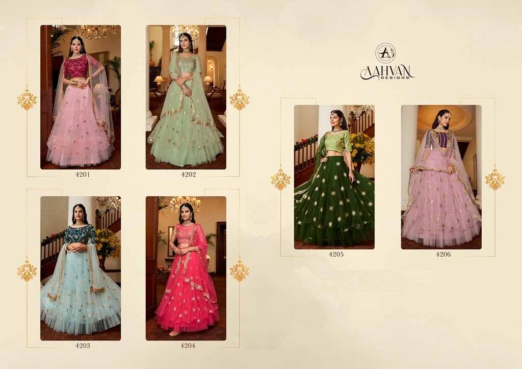 Riyasat By Aahvan 4201 To 4206 Series Beautiful Colorful Fancy Wedding Collection Occasional Wear & Party Wear Net Lehengas At Wholesale Price