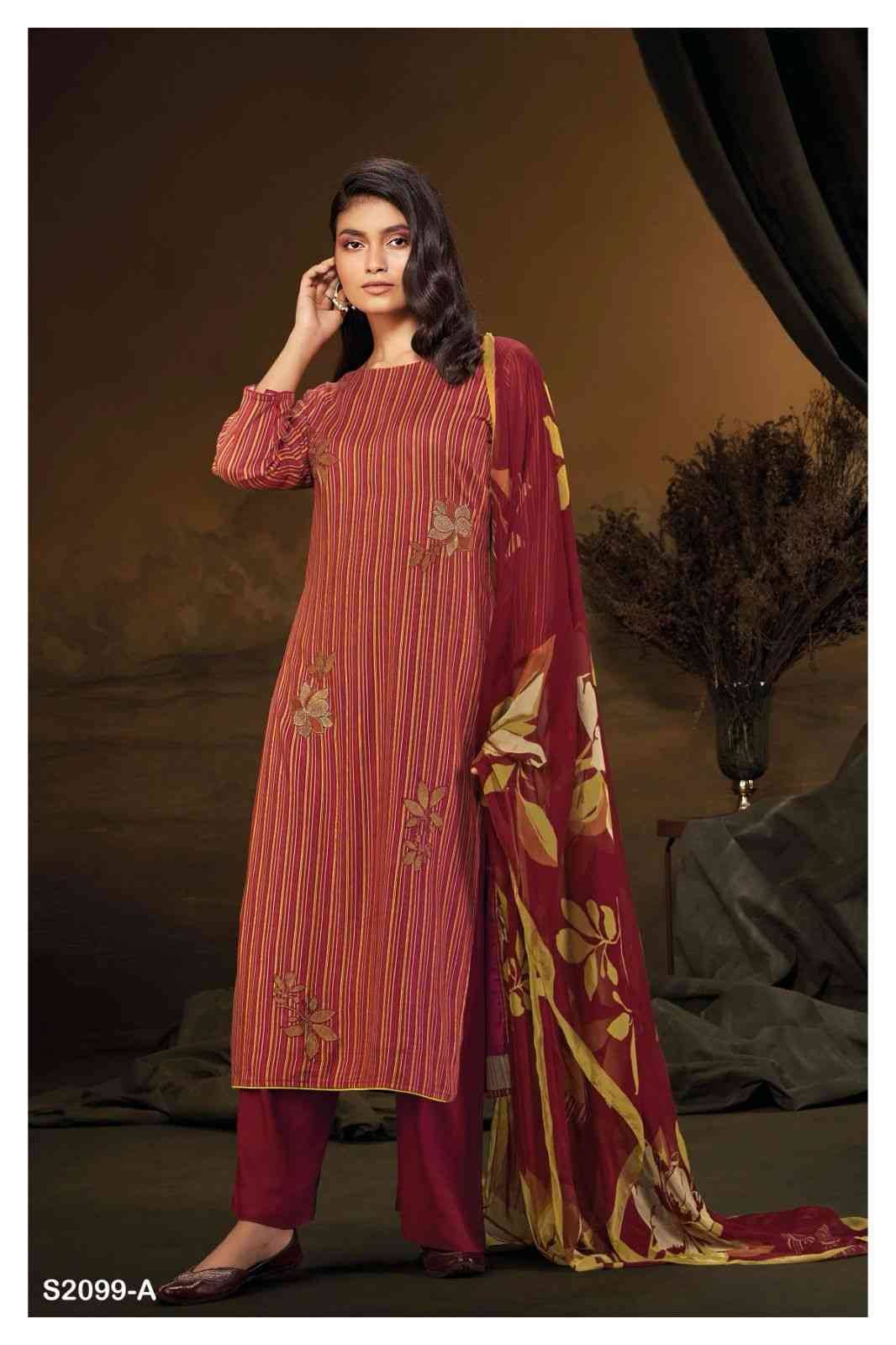 Vanji-2099 By Ganga Fashion 2099-A To 2099-D Series Beautiful Festive Suits Colorful Stylish Fancy Casual Wear & Ethnic Wear Pure Pashmina Embroidered Dresses At Wholesale Price
