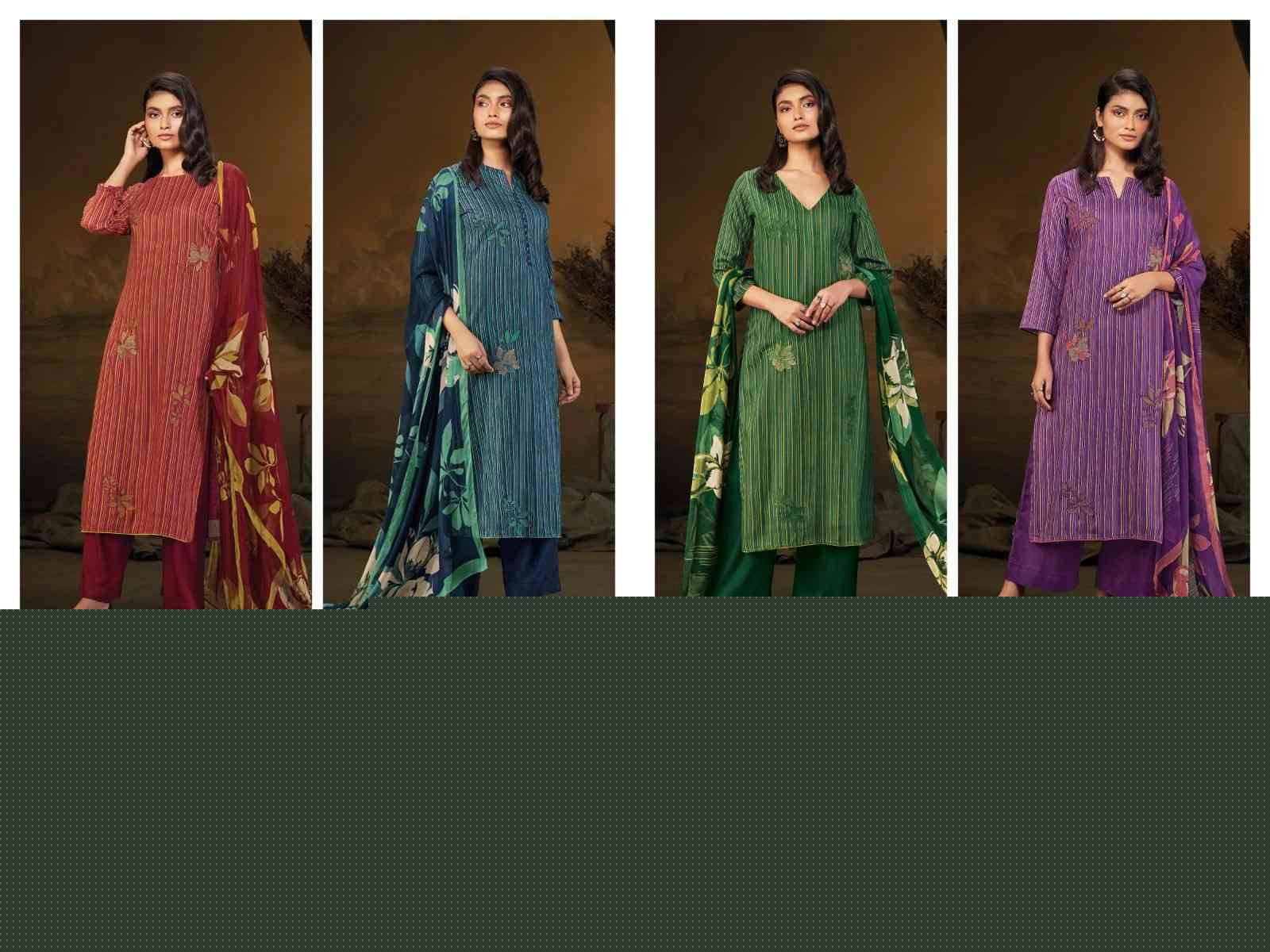Vanji-2099 By Ganga Fashion 2099-A To 2099-D Series Beautiful Festive Suits Colorful Stylish Fancy Casual Wear & Ethnic Wear Pure Pashmina Embroidered Dresses At Wholesale Price