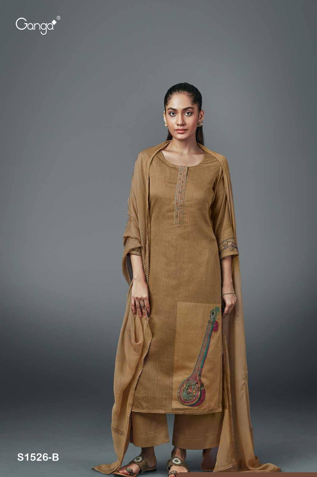 Neera-1526 By Ganga Fashion 1526-A To 1526-C Series Beautiful Festive Suits Colorful Stylish Fancy Casual Wear & Ethnic Wear Silk Jacquard Embroidered Dresses At Wholesale Price