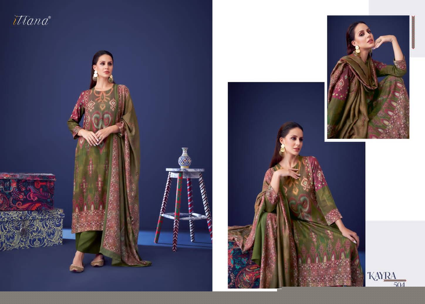 Kayra By Itrana Beautiful Stylish Festive Suits Fancy Colorful Casual Wear & Ethnic Wear & Ready To Wear Staple Twill Print Dresses At Wholesale Price