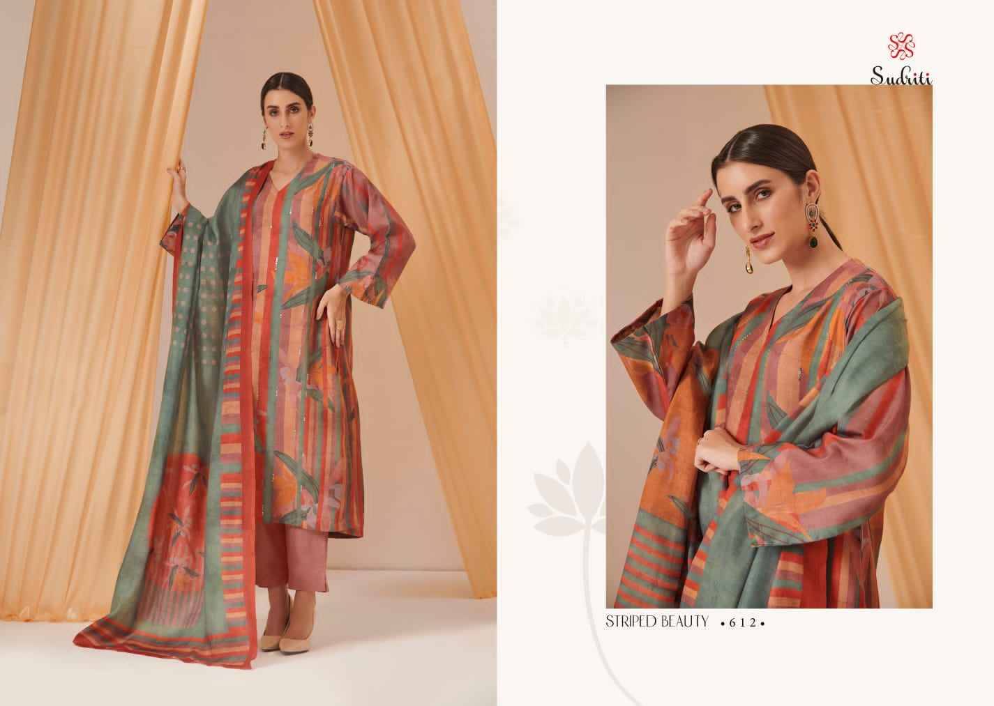 Striped Beauty By Sudriti Beautiful Stylish Festive Suits Fancy Colorful Casual Wear & Ethnic Wear & Ready To Wear Pashmia Twill Digital Print Dresses At Wholesale Price