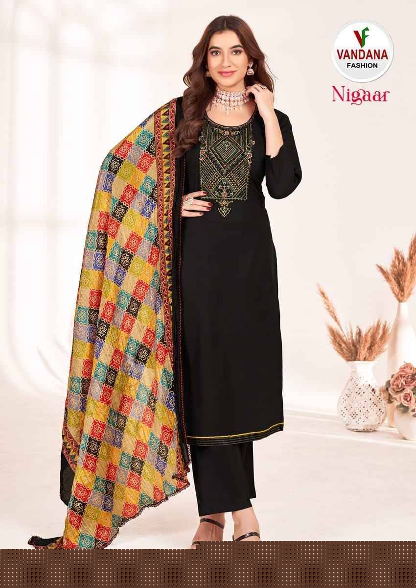 Nigaar Vol-1 By Vandana 1001 To 1008 Series Beautiful Festive Suits Stylish Fancy Colorful Party Wear & Occasional Wear Rayon Slub Dresses At Wholesale Price