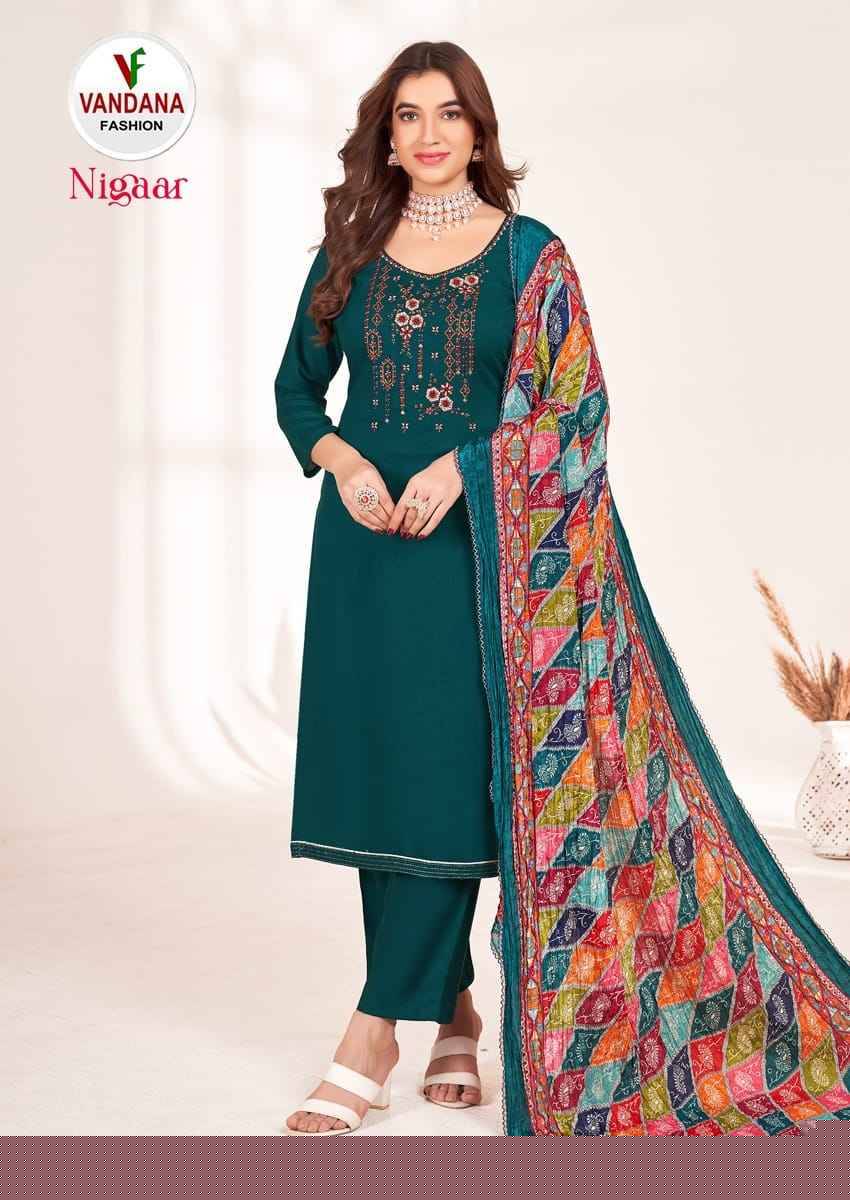 Nigaar Vol-1 By Vandana 1001 To 1008 Series Beautiful Festive Suits Stylish Fancy Colorful Party Wear & Occasional Wear Rayon Slub Dresses At Wholesale Price